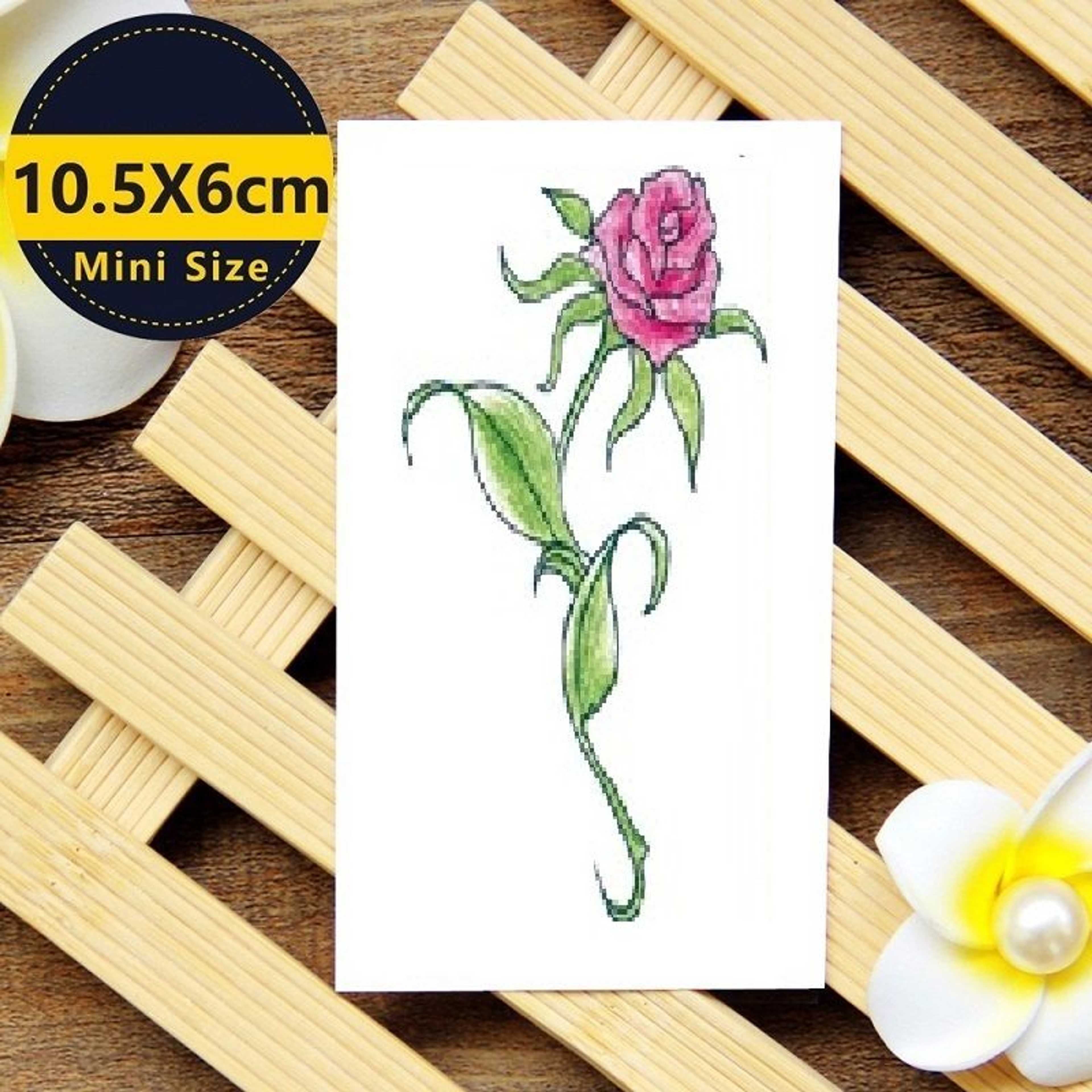 Waterproof Temporary Tattoo Sticker Women Red Rose Blossom Tree Flower Water Proof Tattoo Body Tattoo