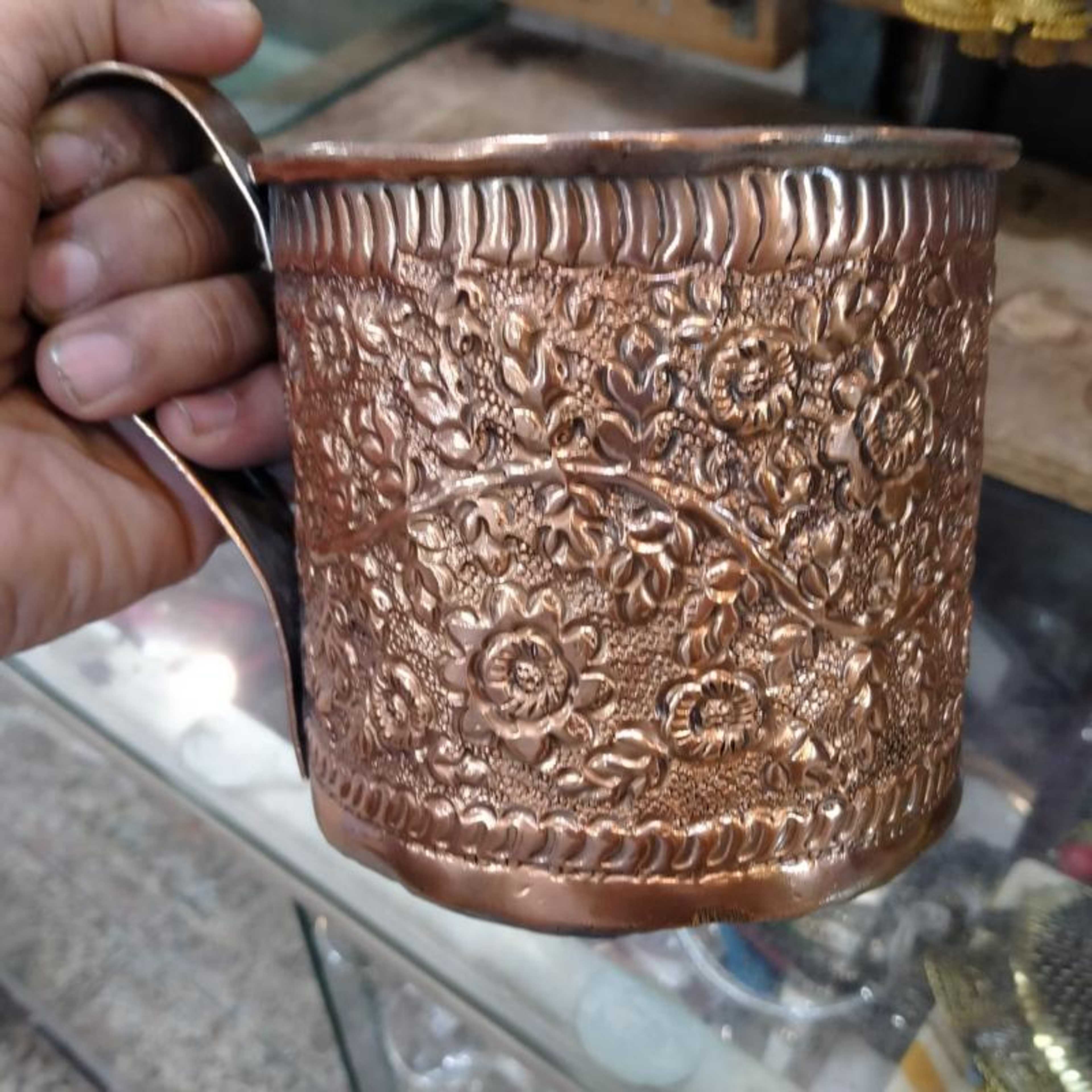 Copper Antique Mugs Muraadabadi Work