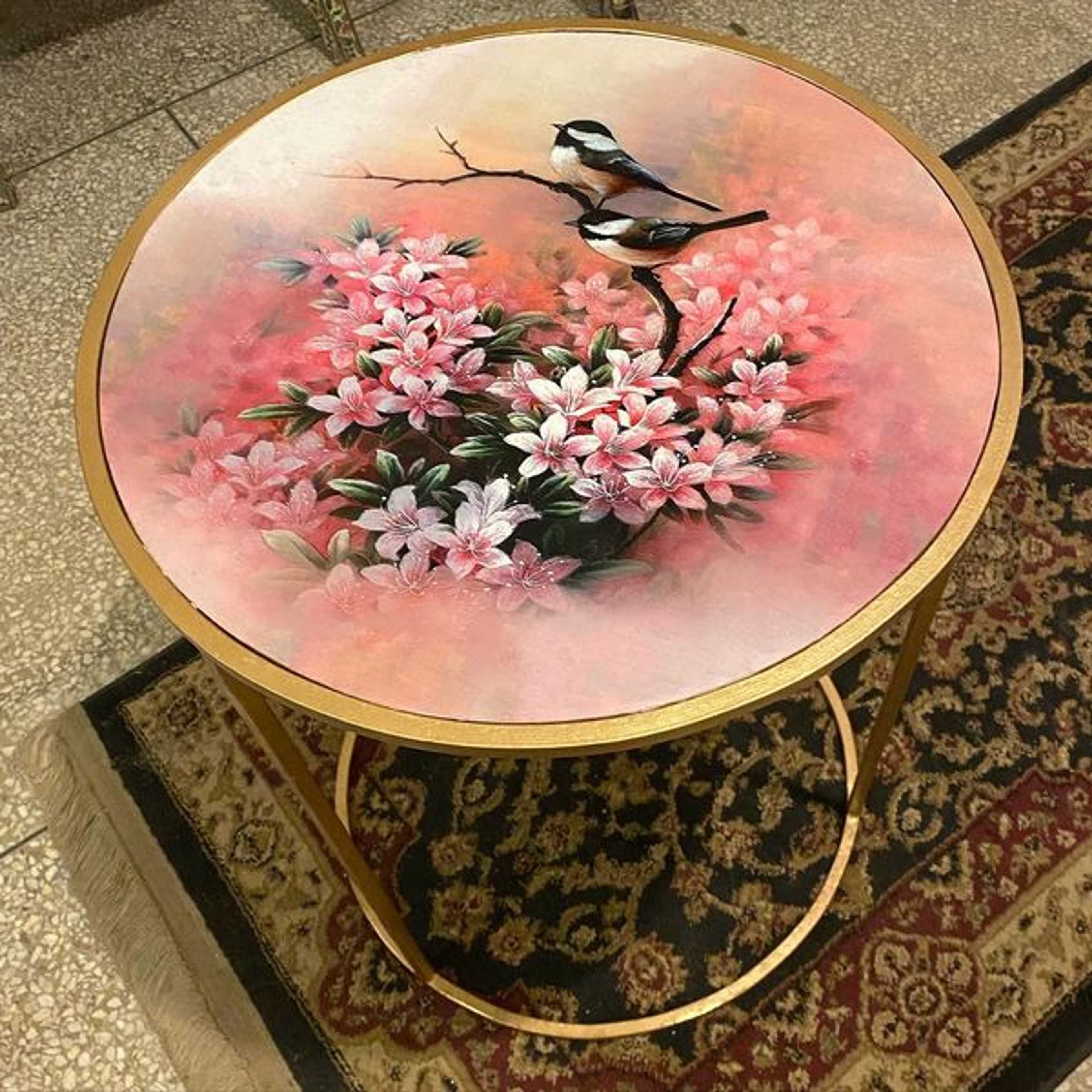 Spring themed round  side table