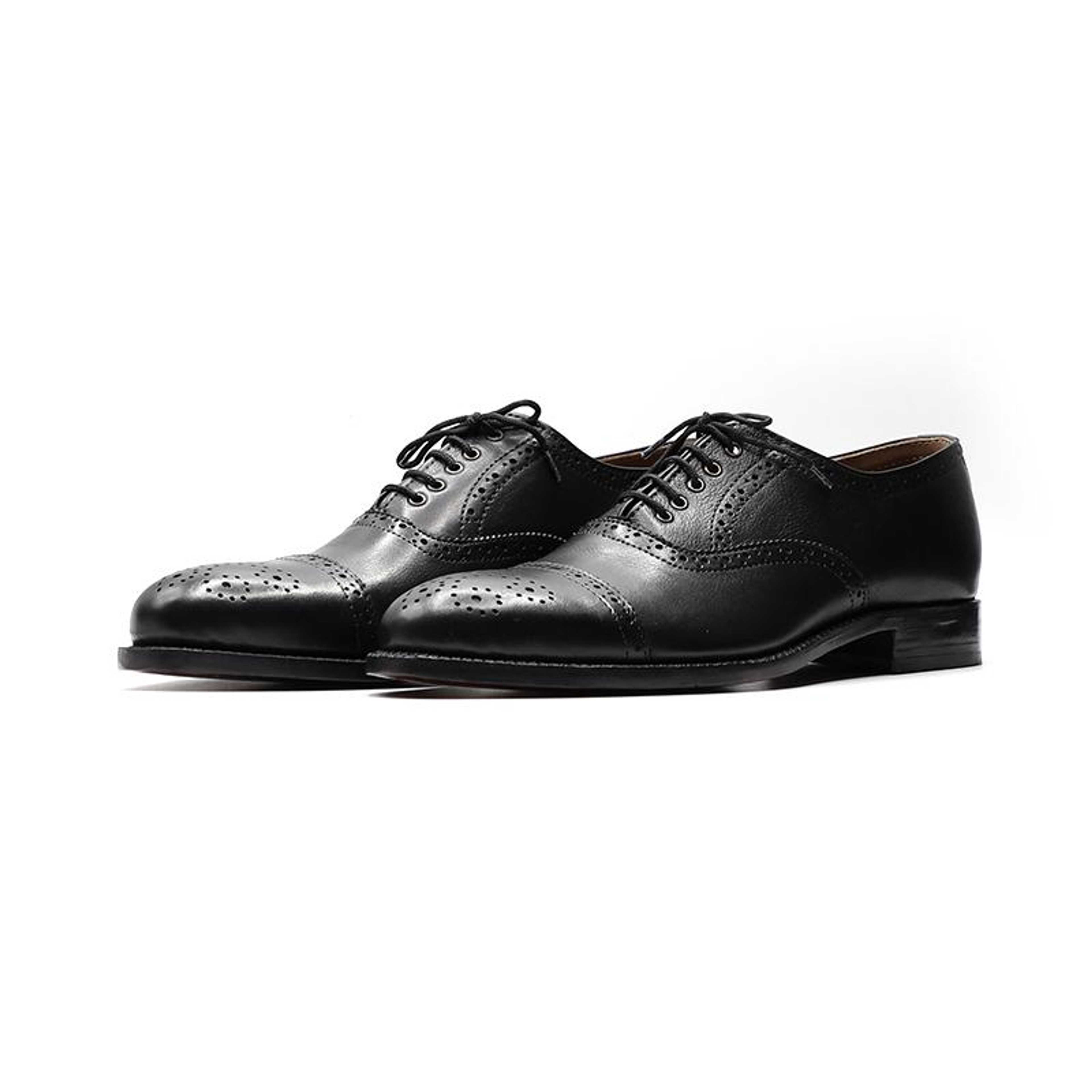 Original Calfskin Leather Shoes in Black Color (OXF004) - Product Main Image