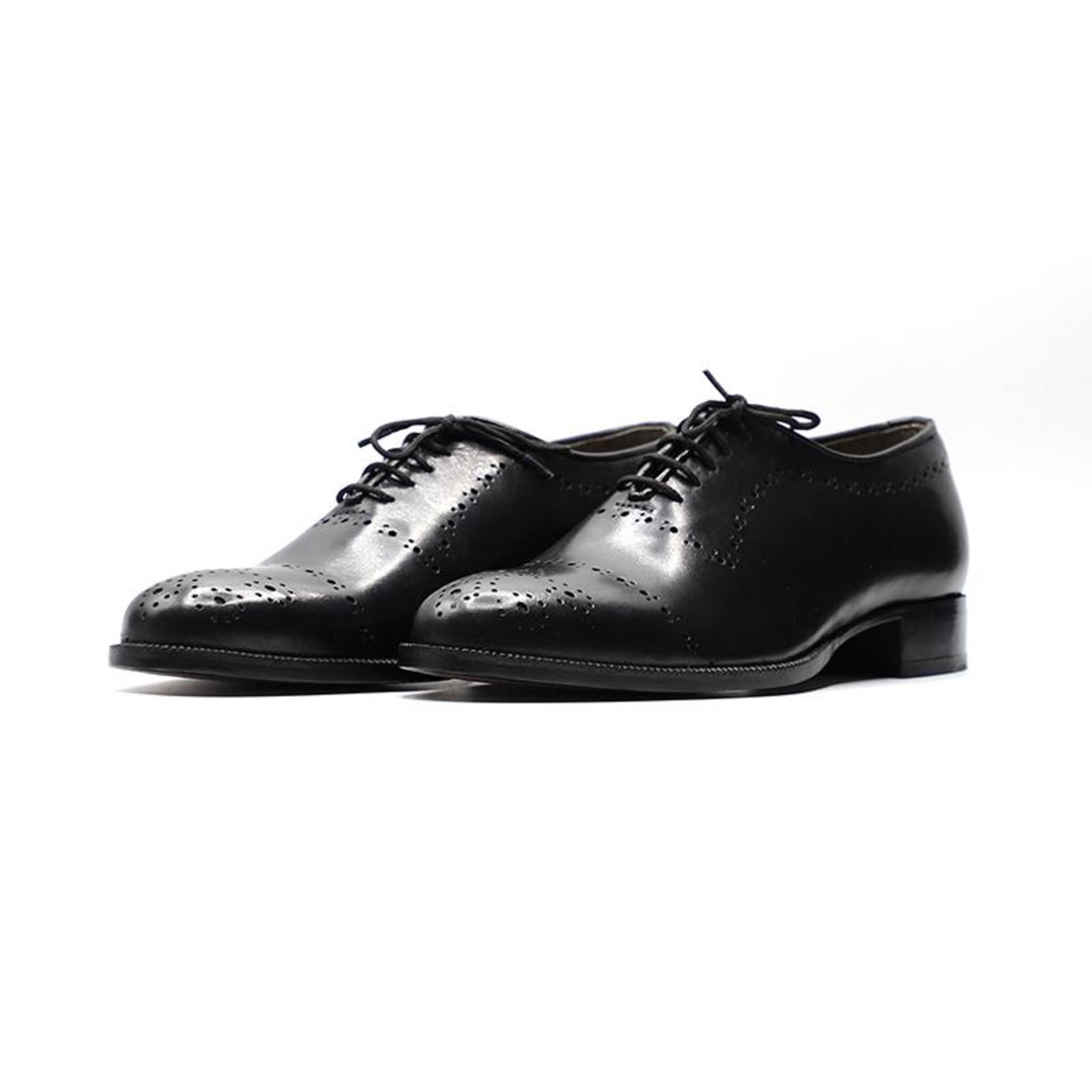 Original Calfskin Leather Shoes in Black Color (OXF005) - Product Main Image