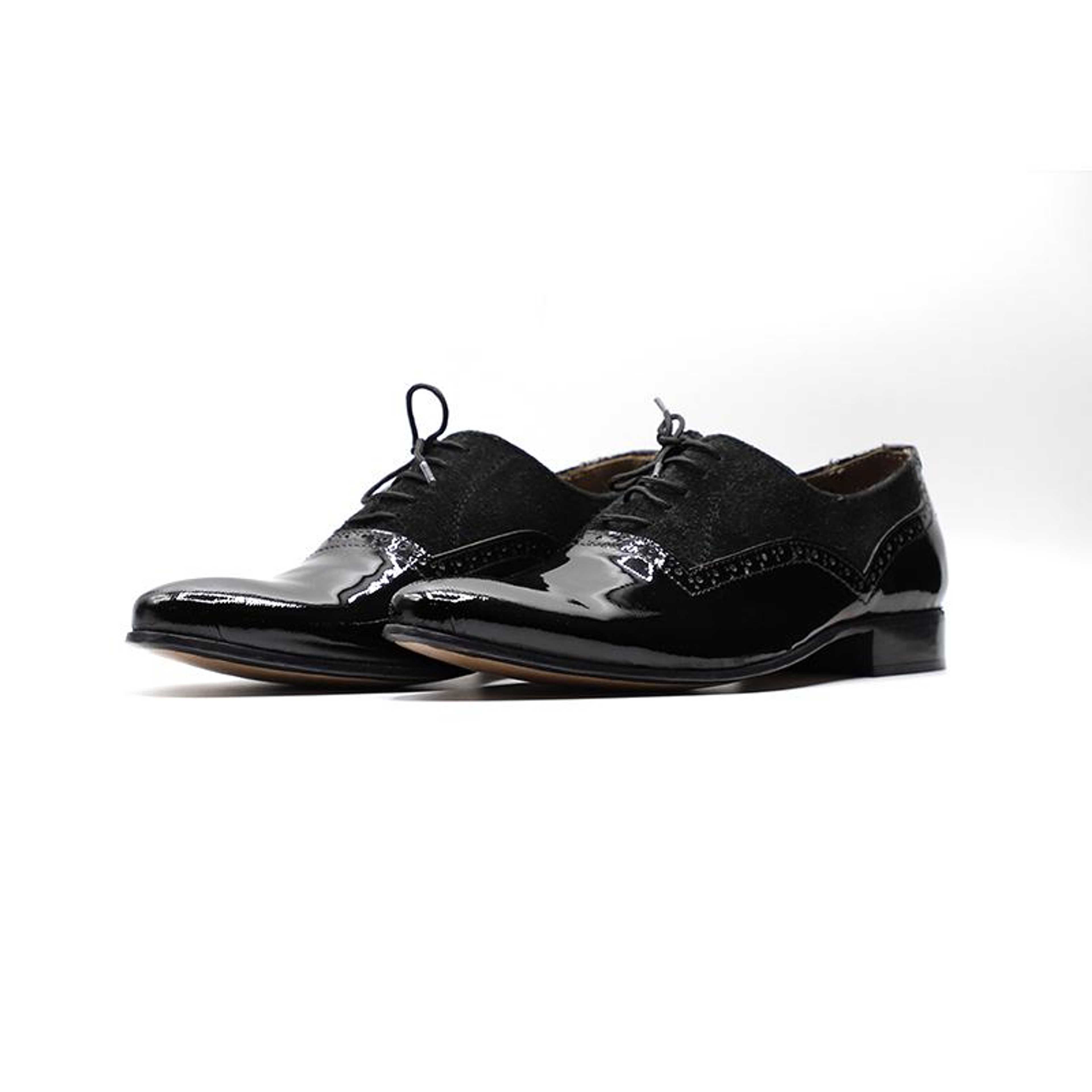 Original Super Shiny Calfskin Leather Shoes in Black Color (OXF007) - Product Main Image