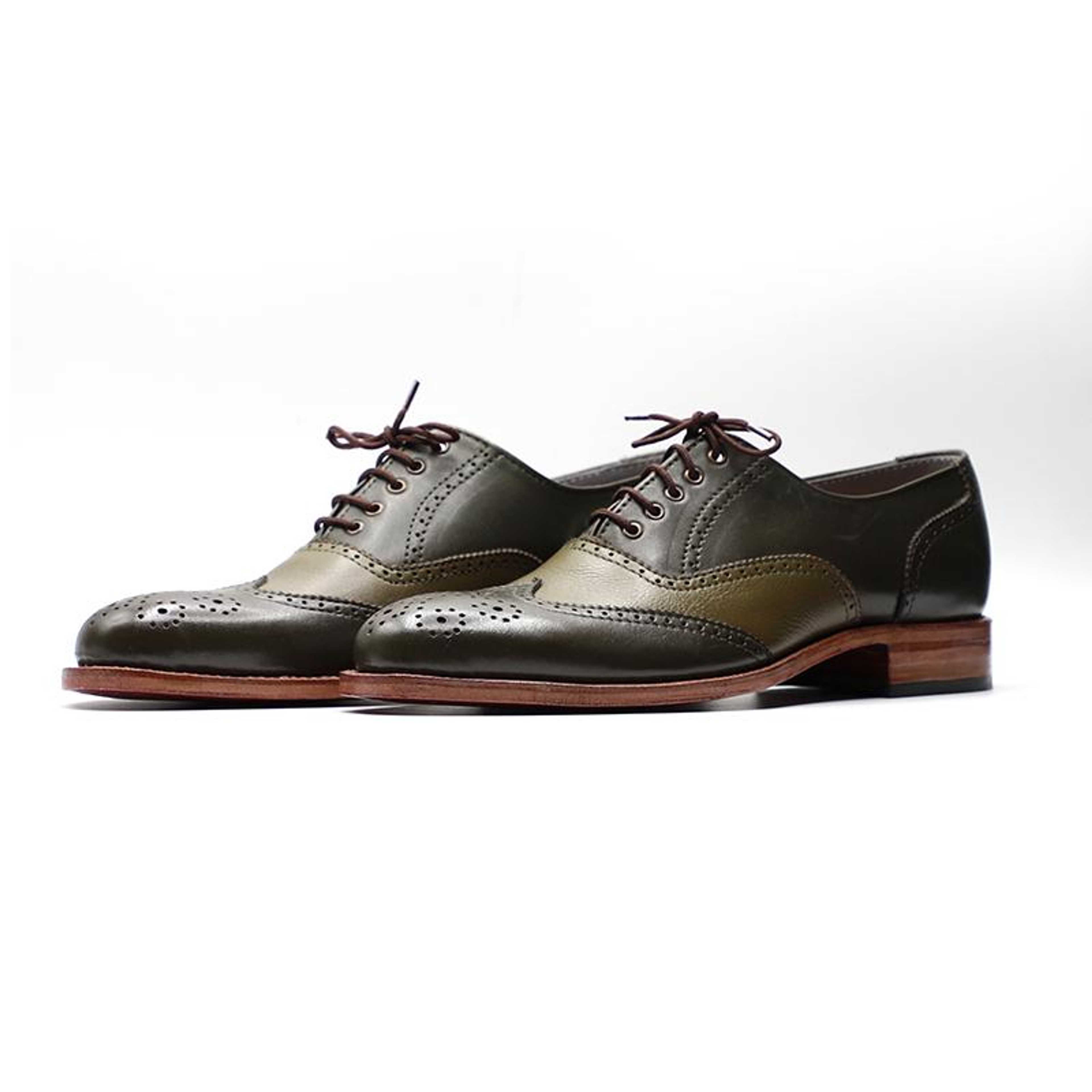 Original Calfskin Leather Shoes in Green Color (OXF011) - Product Main Image