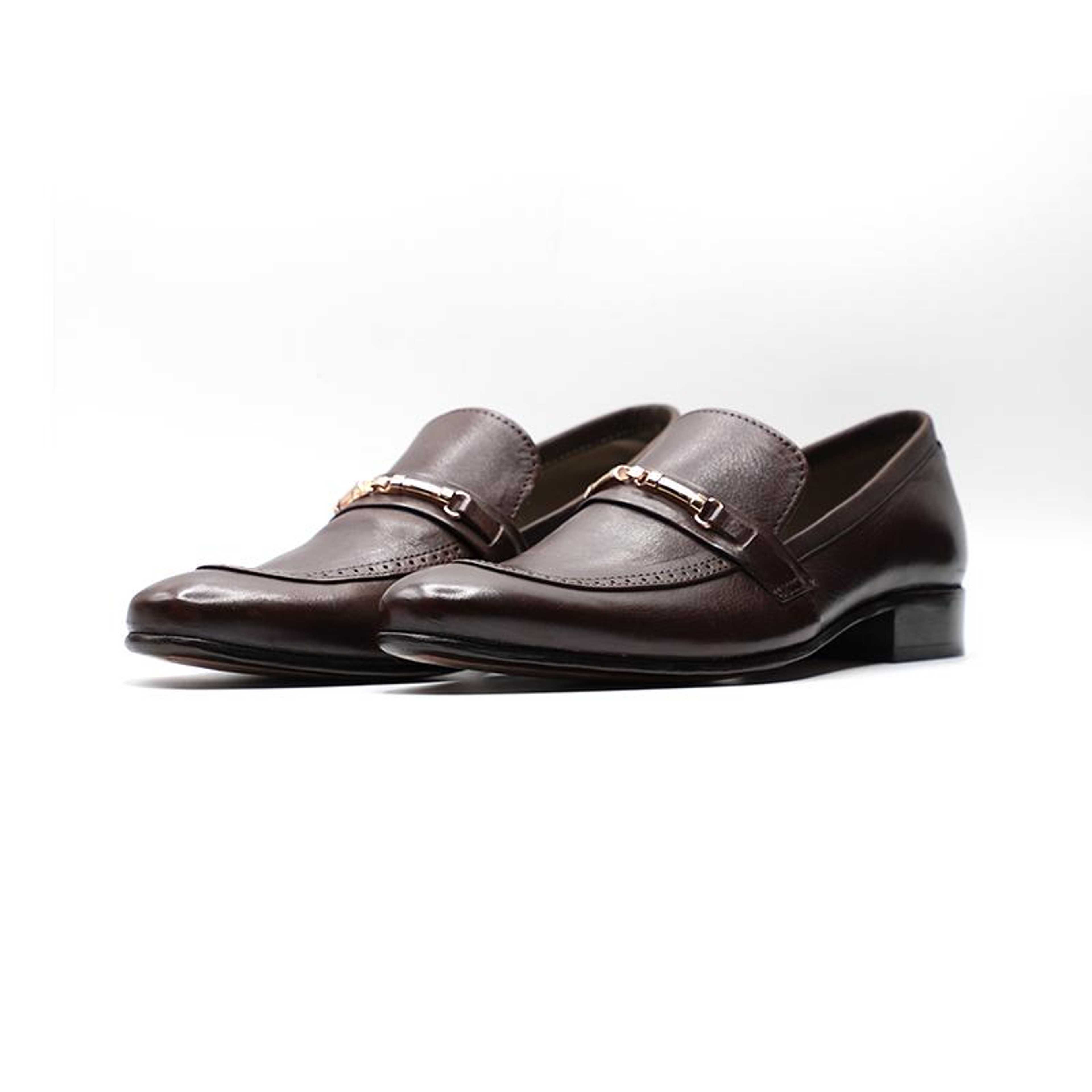 Calfskin Leather Shoes Brown Color LFR003 - Product Main Image