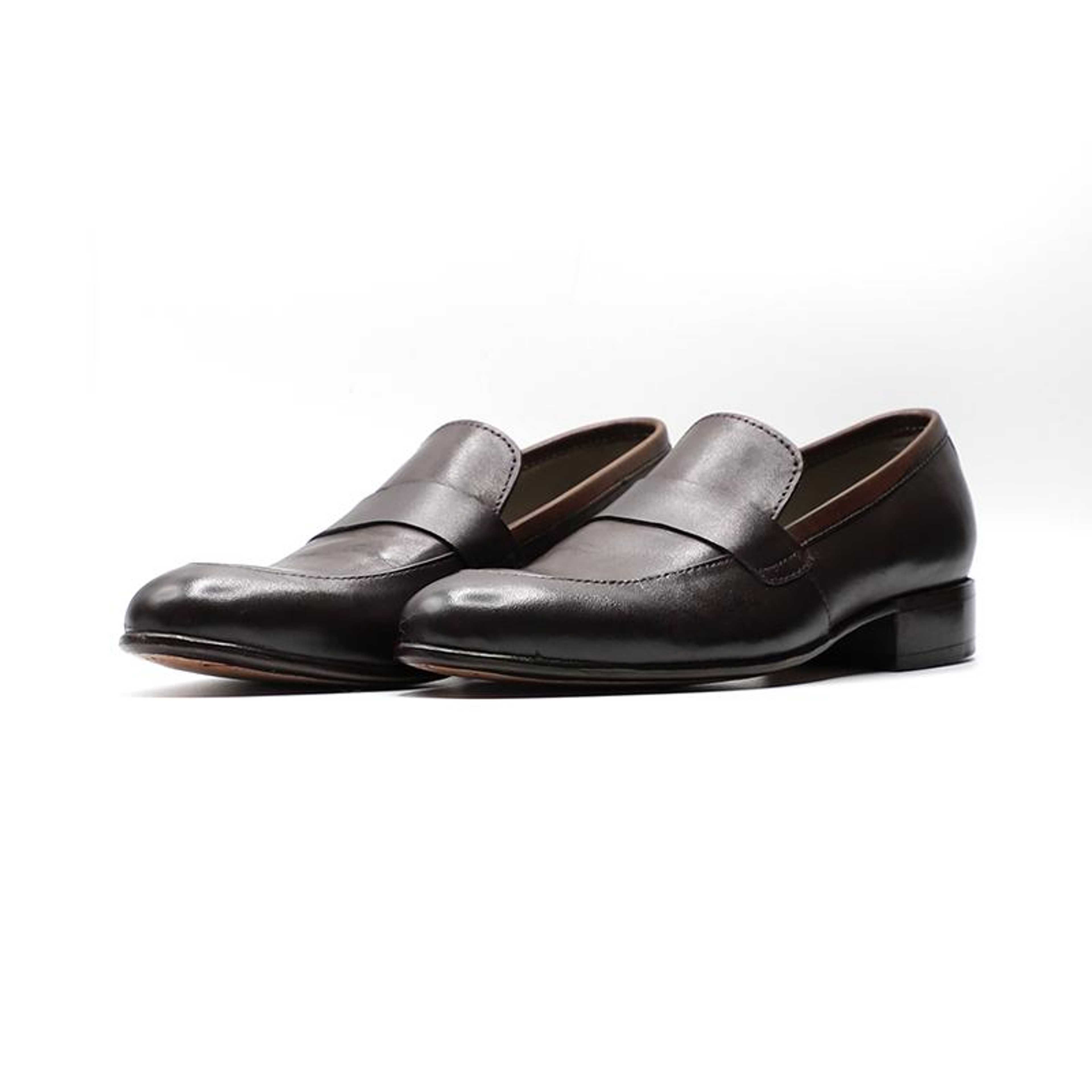 Calfskin Leather Shoes Dark Brown Color LFR005 - Product Main Image