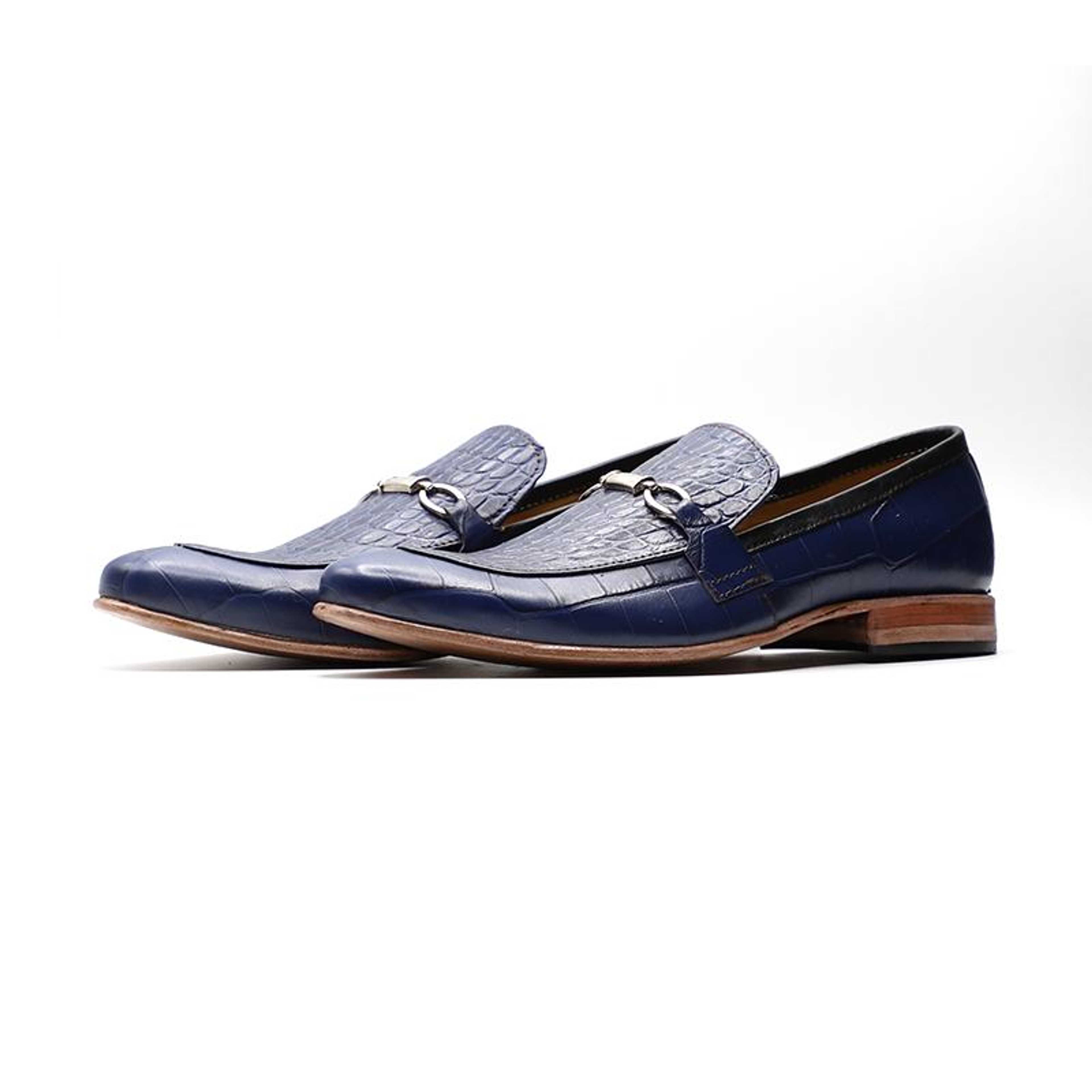 Calfskin Leather Shoes Blue Color LFR006 - Product Main Image