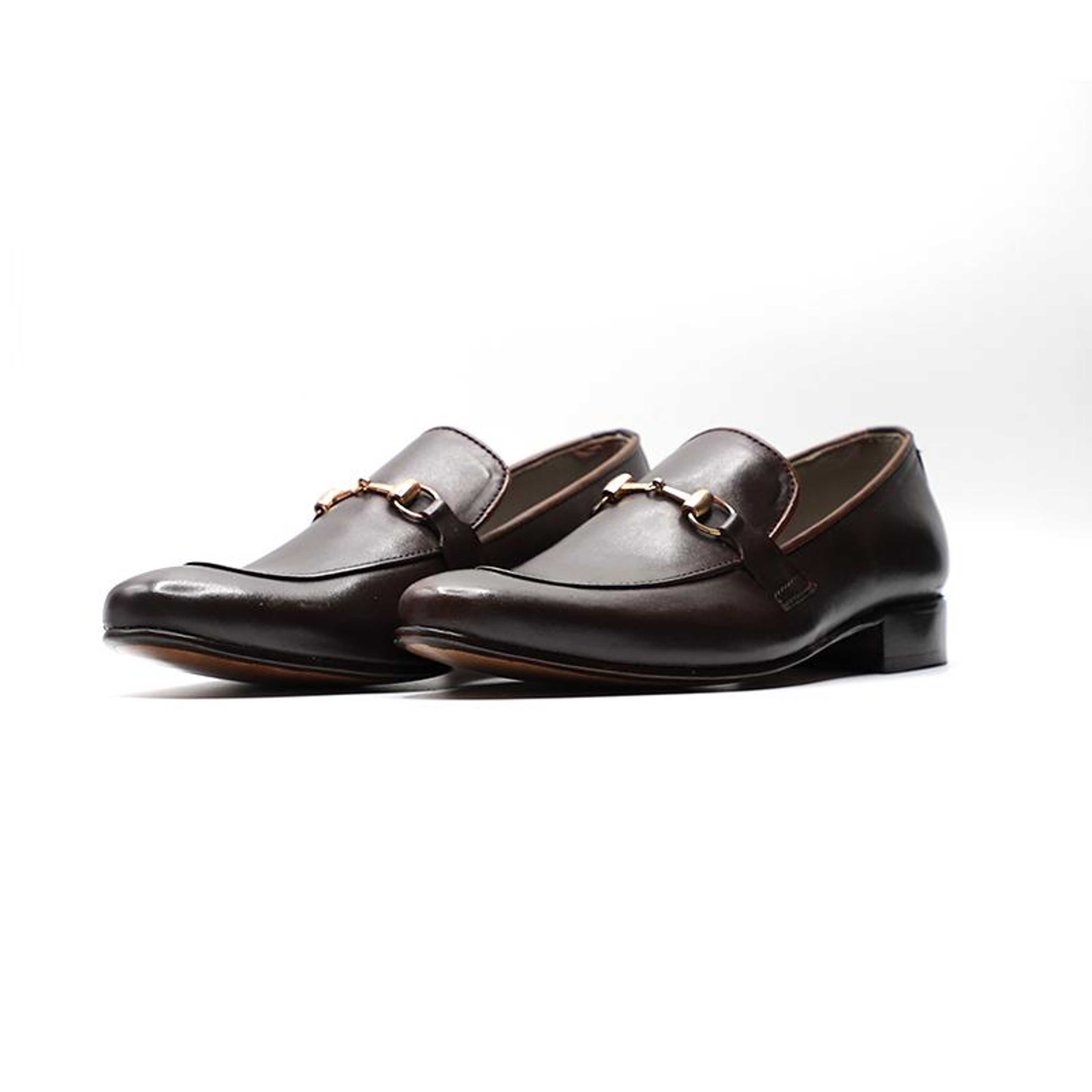 Calfskin Leather Shoes Dark Brown Color (LFR009) - Product Main Image