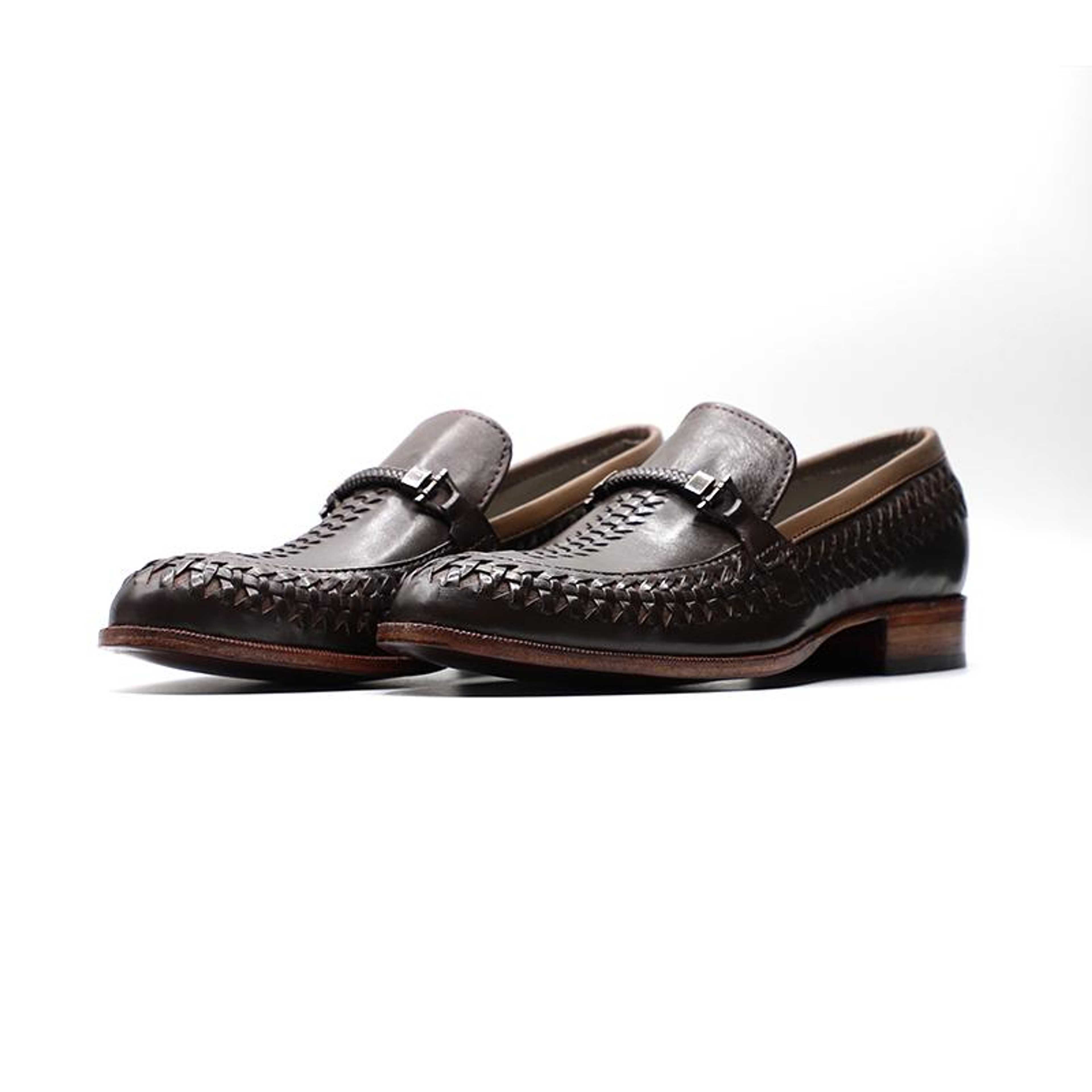 Calfskin Leather Shoes Dark Brown Color (LFR011) - Product Main Image