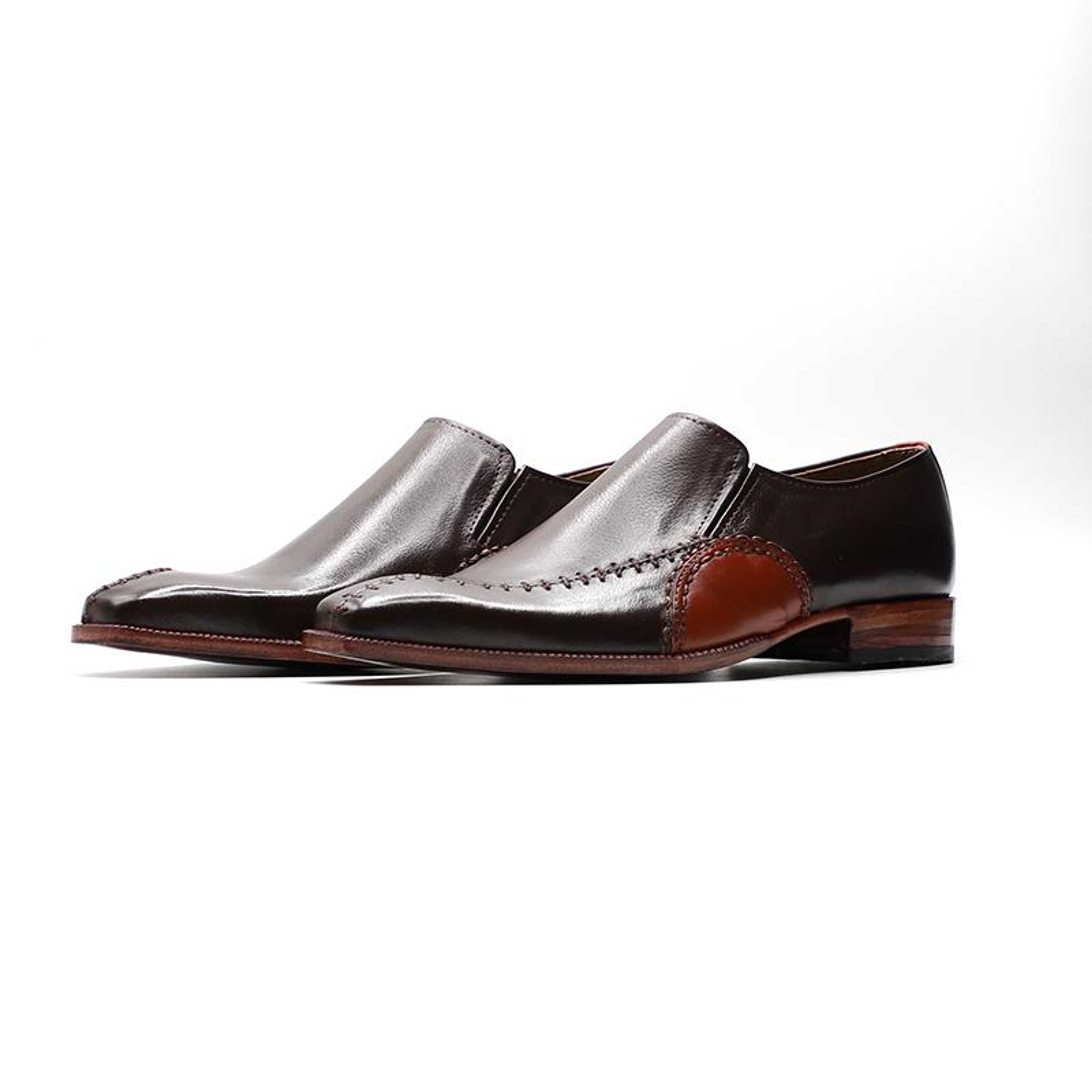 Calfskin Dark Brown Leather Shoes for Men (MCN003) - Product Main Image