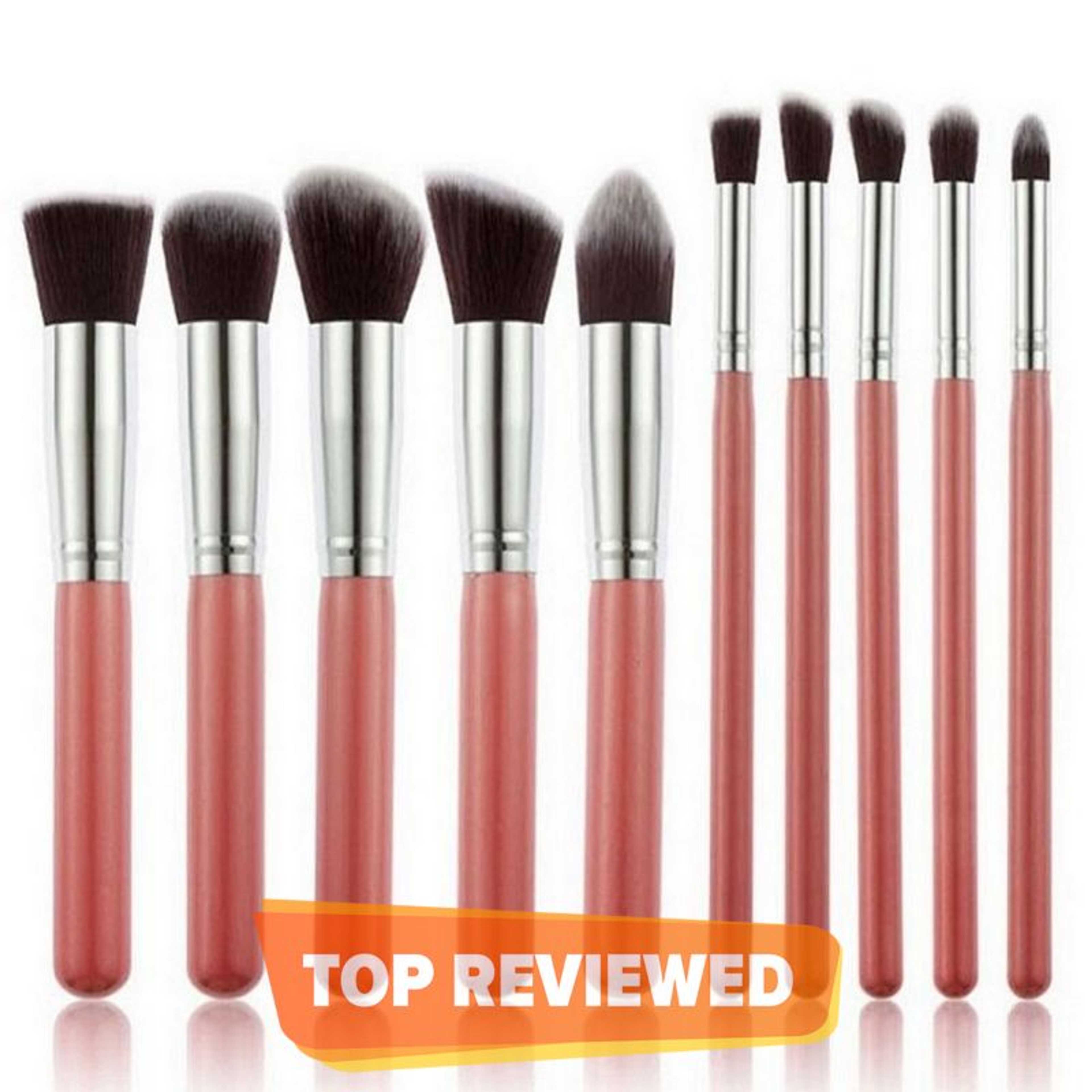 Hot 10Pcs Pro Makeup Blush Eyeshadow Blending Set Pink