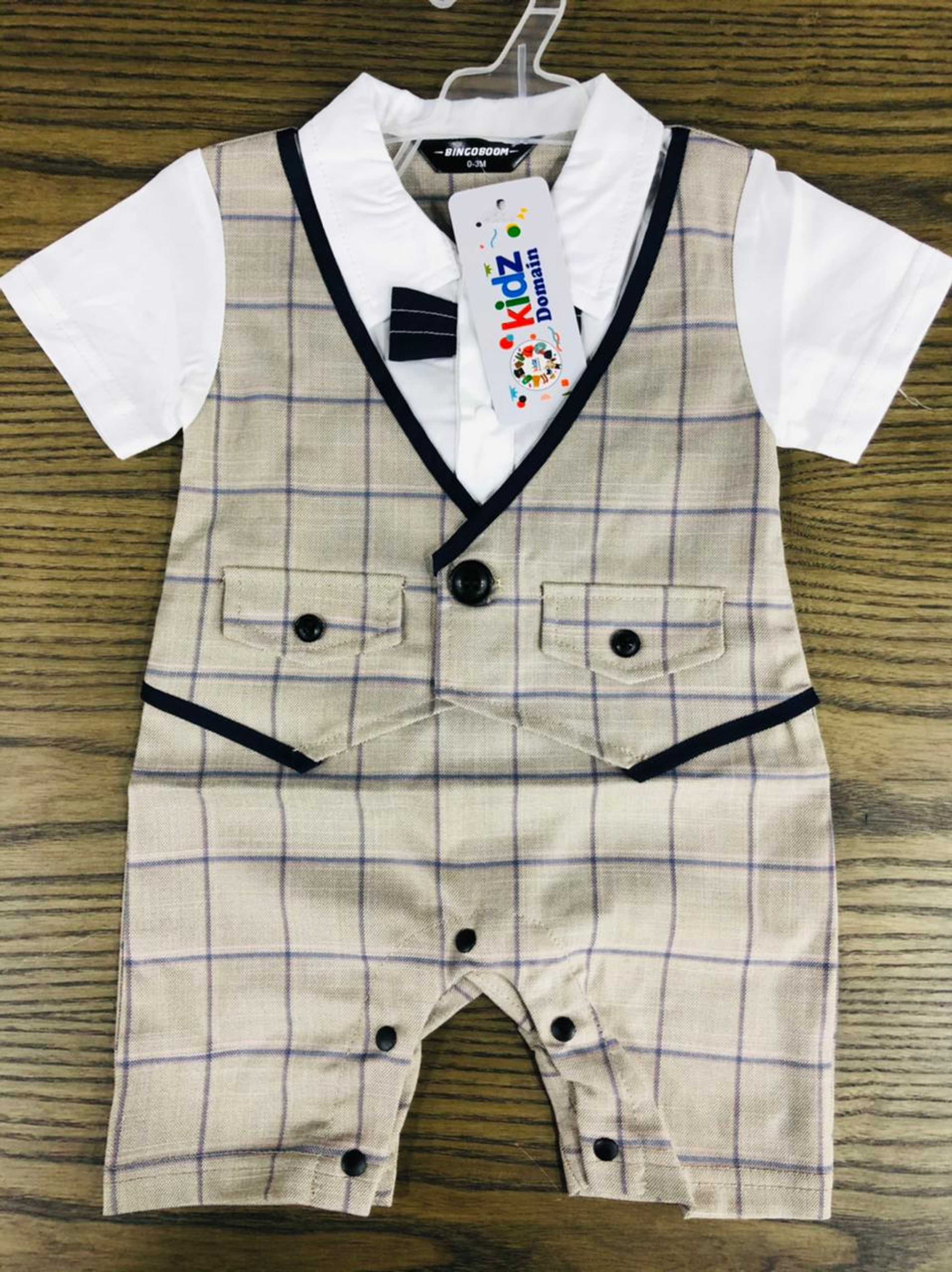 white and skin baba romper suit check style