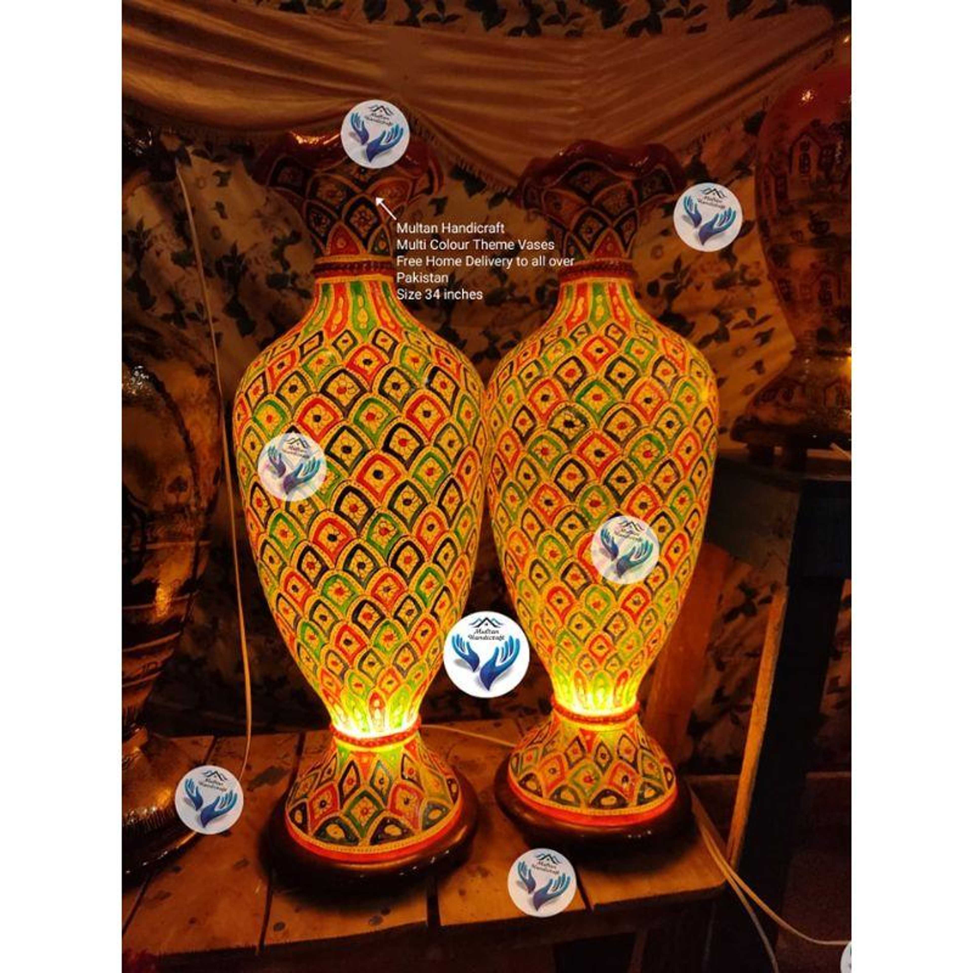 Handicrafted multicolor theme vase and floor lamp - Product Main Image