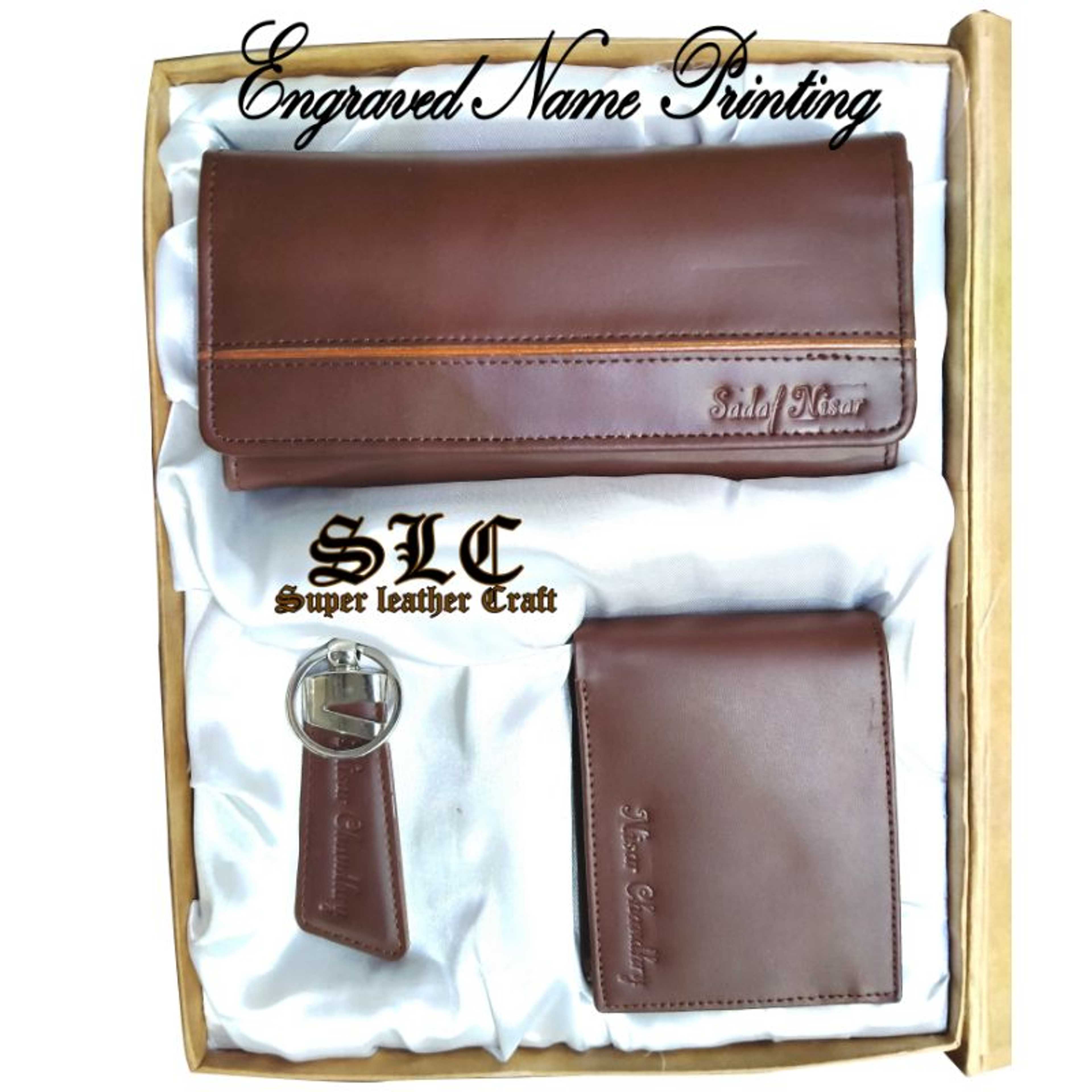 Gift Set Family Leather Set (Gents Wallet \ Ladies Clutch \ Keychain)