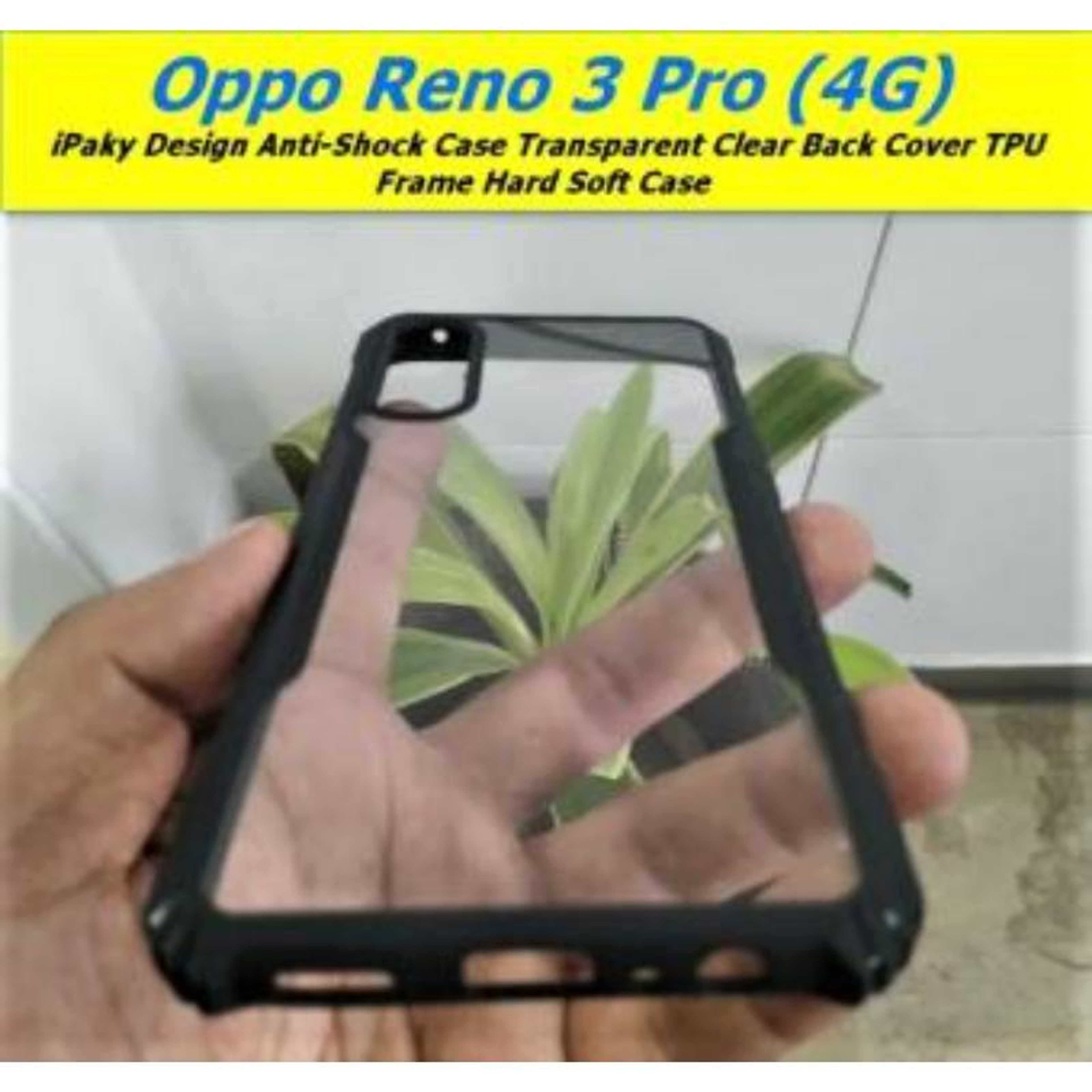 For Oppo_RENO 3 Pro iPaky Design Anti-Shock Case Transparent Clear Back Cover TPU Frame Hard Soft Case