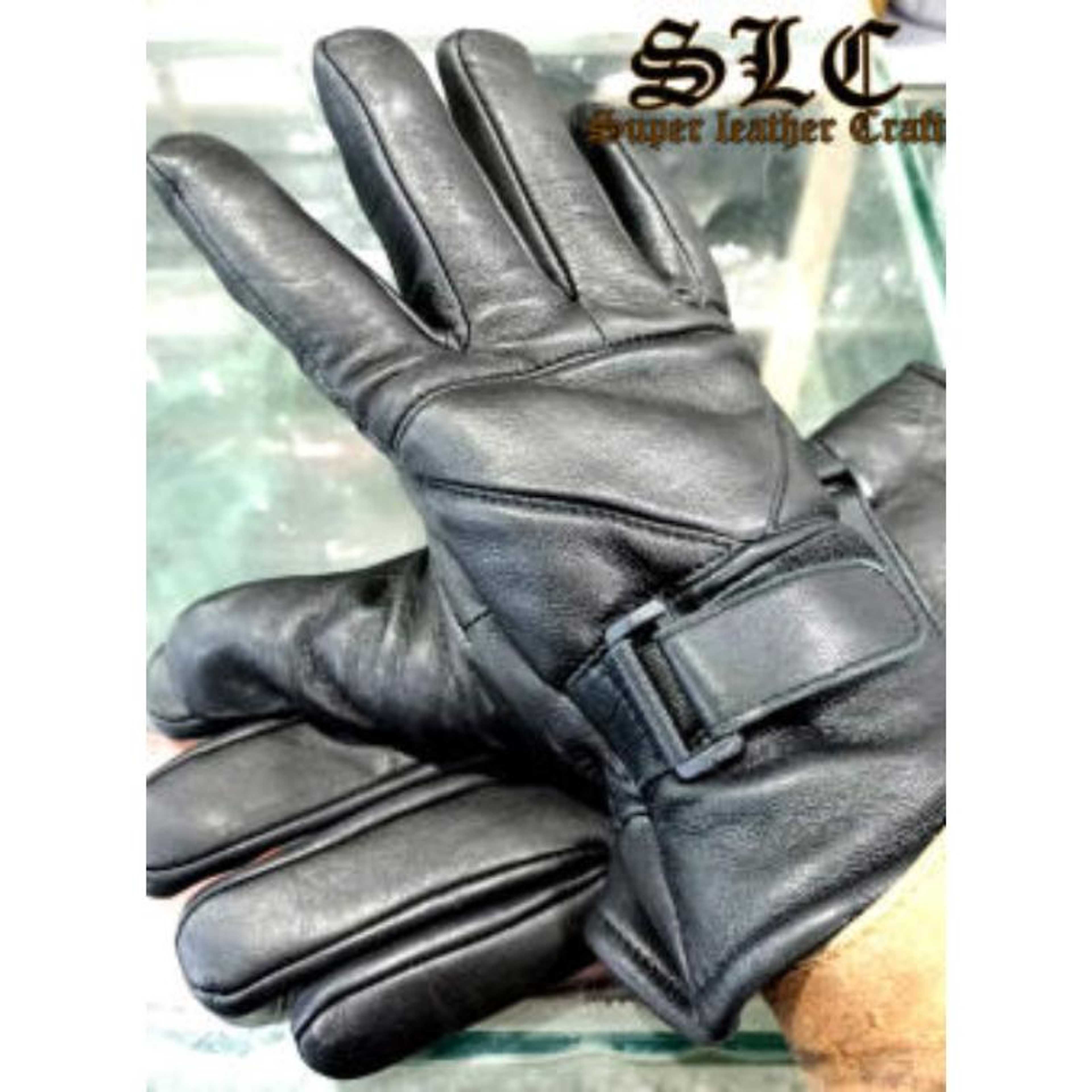 Black Sheep Leather Biker Gloves (With Suade Leather Padding) - Product Main Image