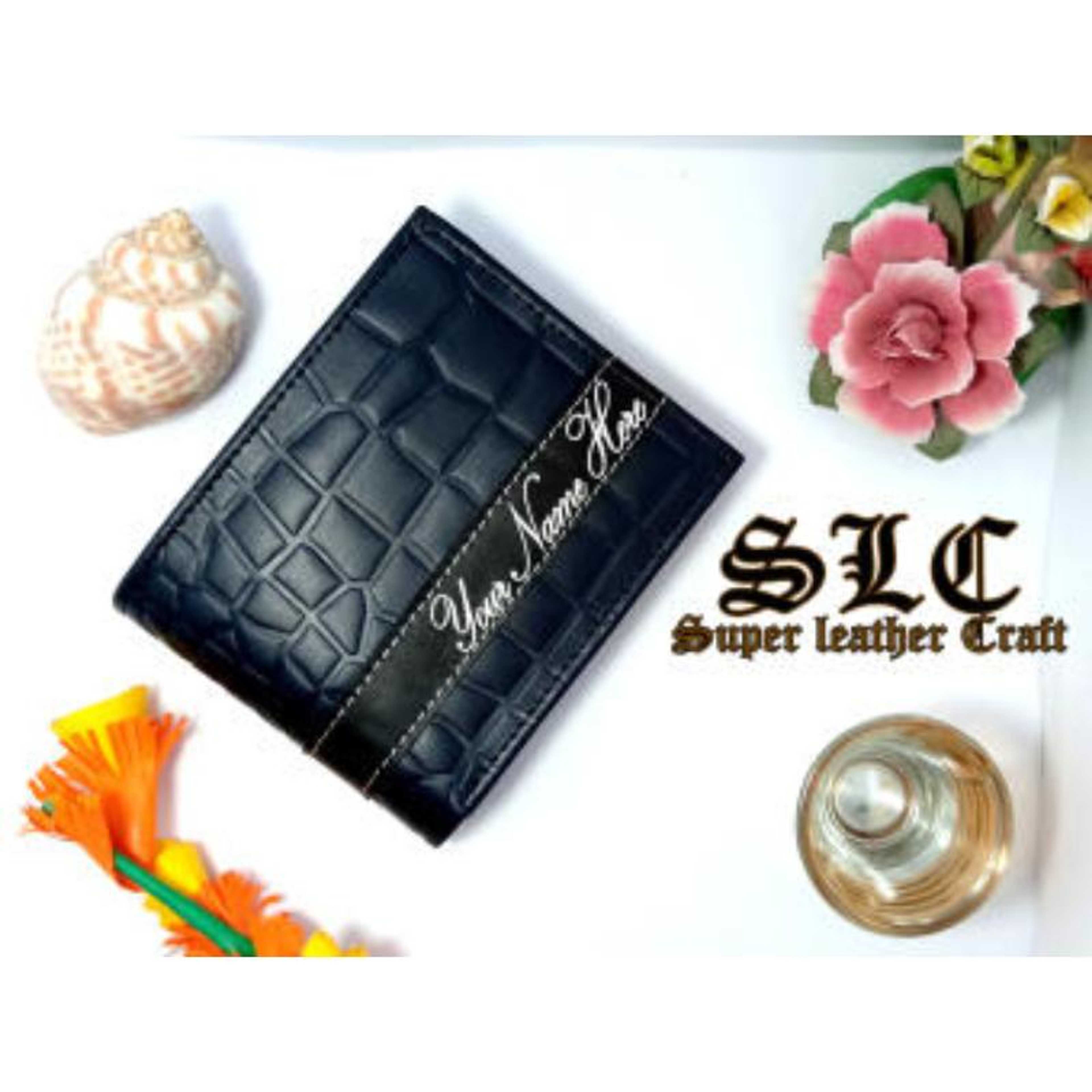 Crocodile Textured Gents Wallet of Pure Cow Leather. ( Name Printed ) - Product Main Image