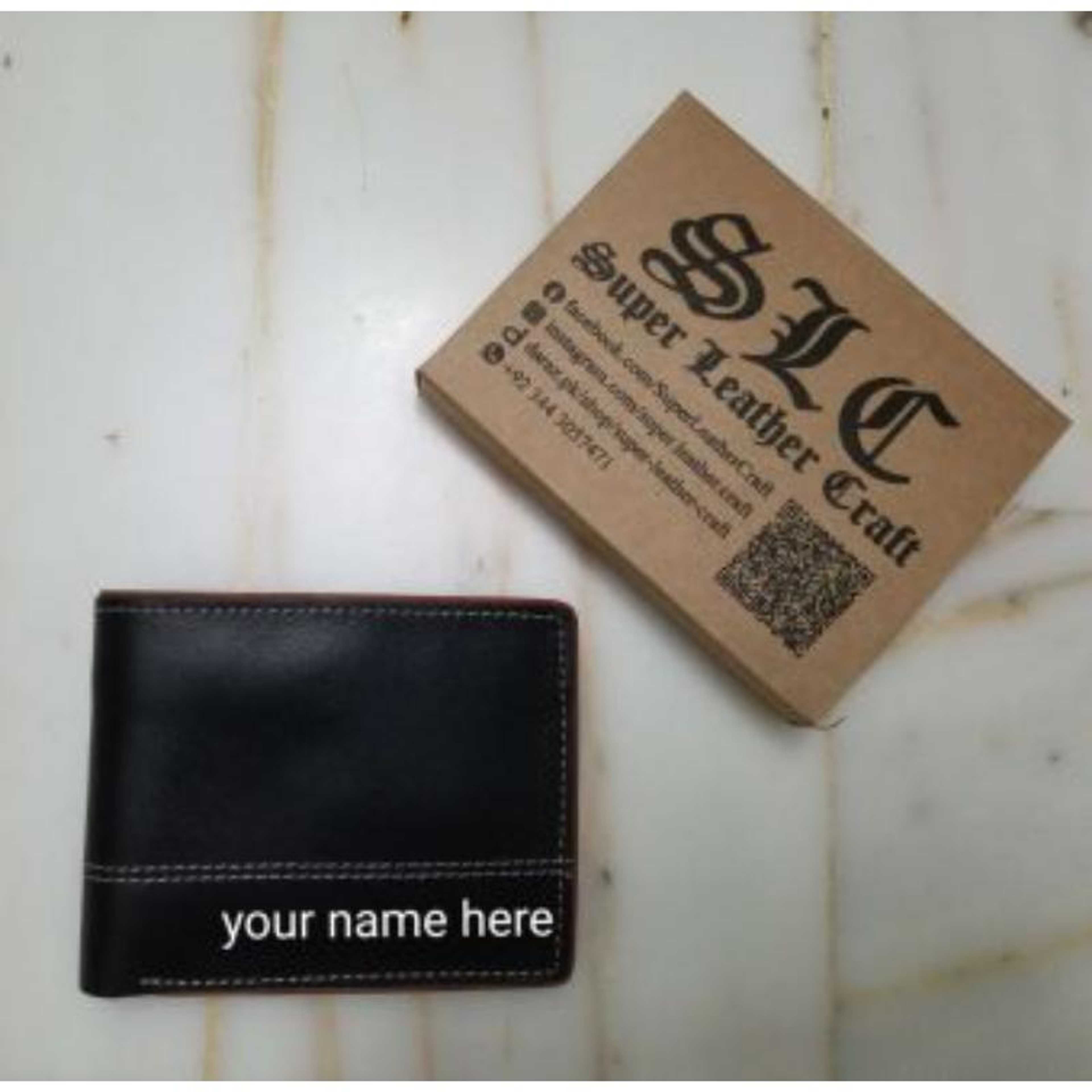 PURE LEATHER WALLET WITH NAME ENGRAVING - Product Main Image