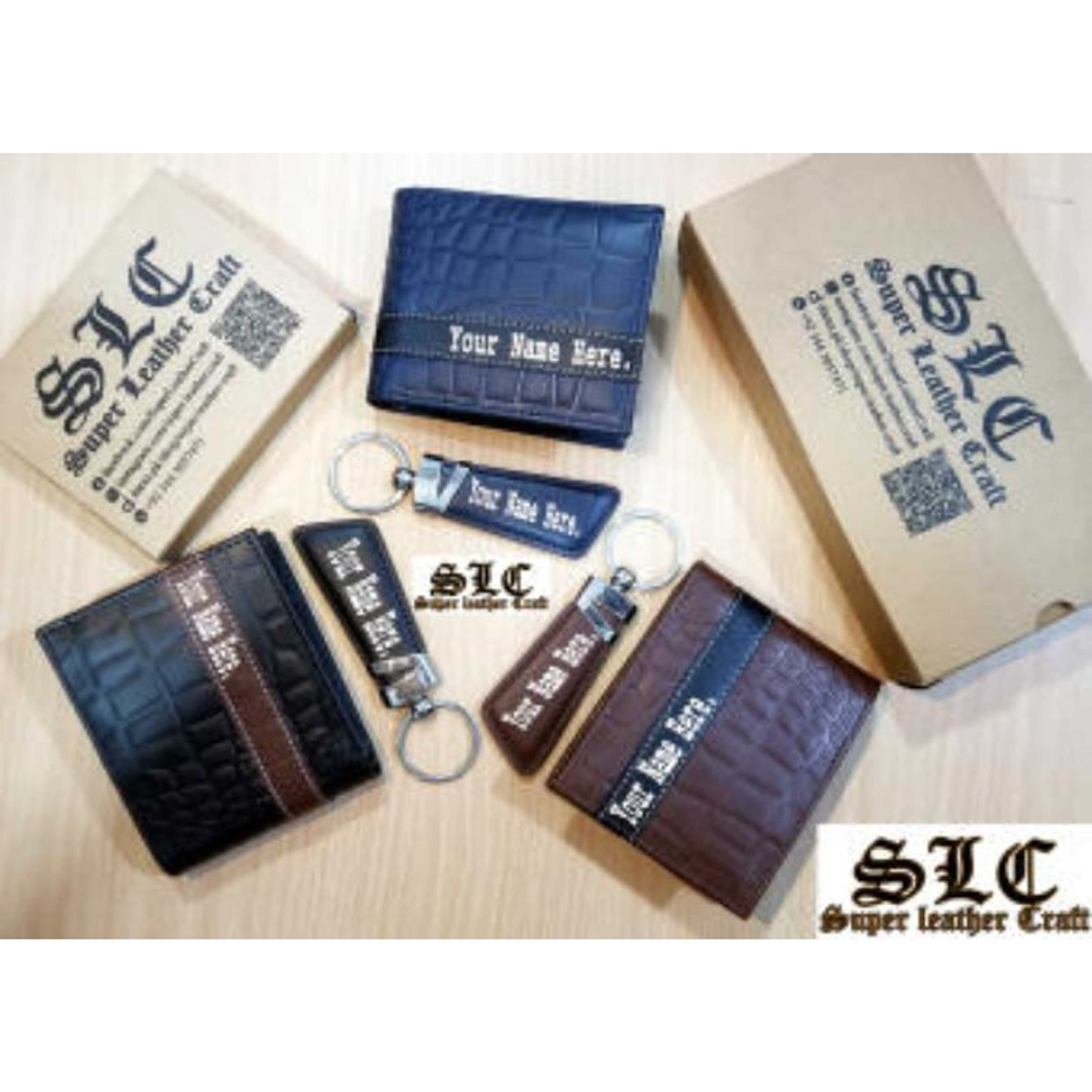 Wallet and Keychain Crocodile Textured With Name Engraving - Product Main Image