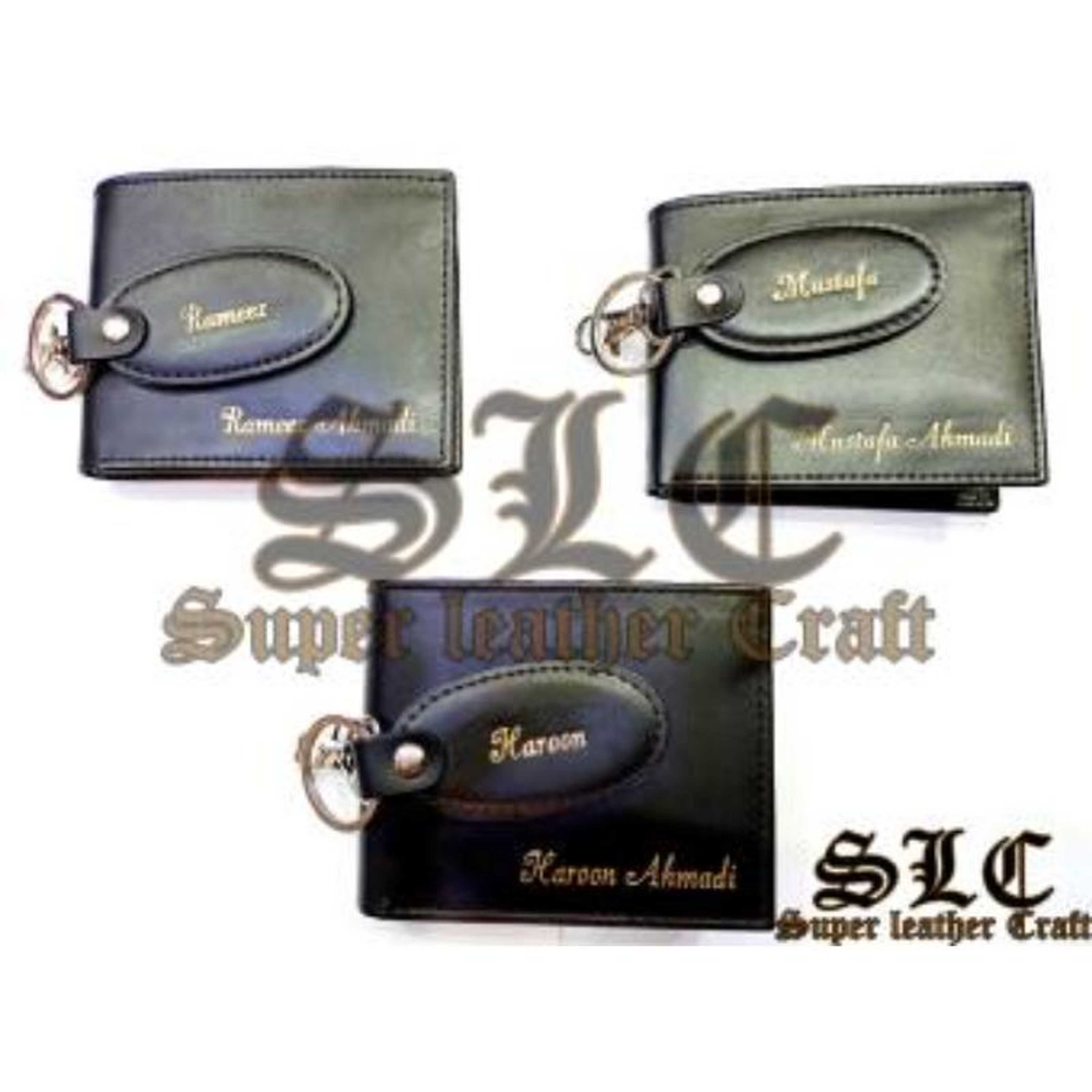 Wallet and keychain set with Your Name customized - Product Main Image