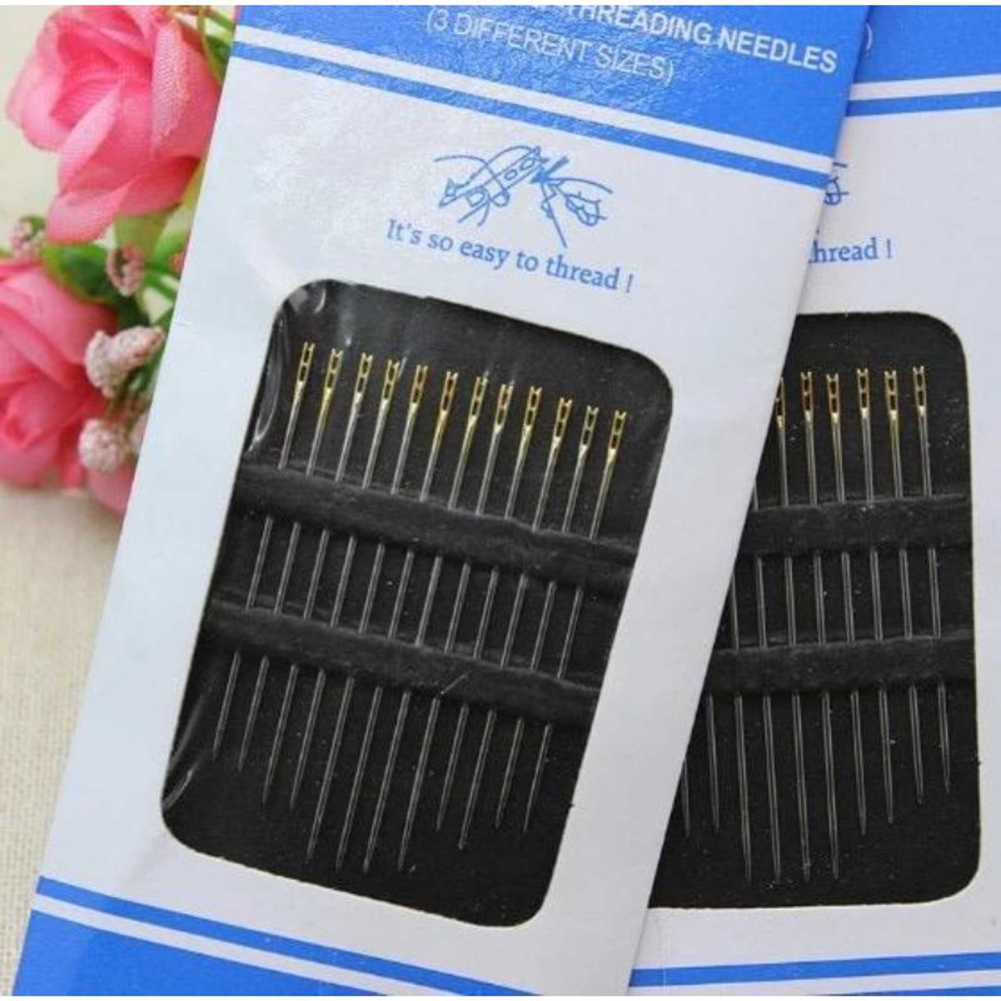 2 Packs of 12 Assorted self threading needle 3 different size perfect for quick mending-KS