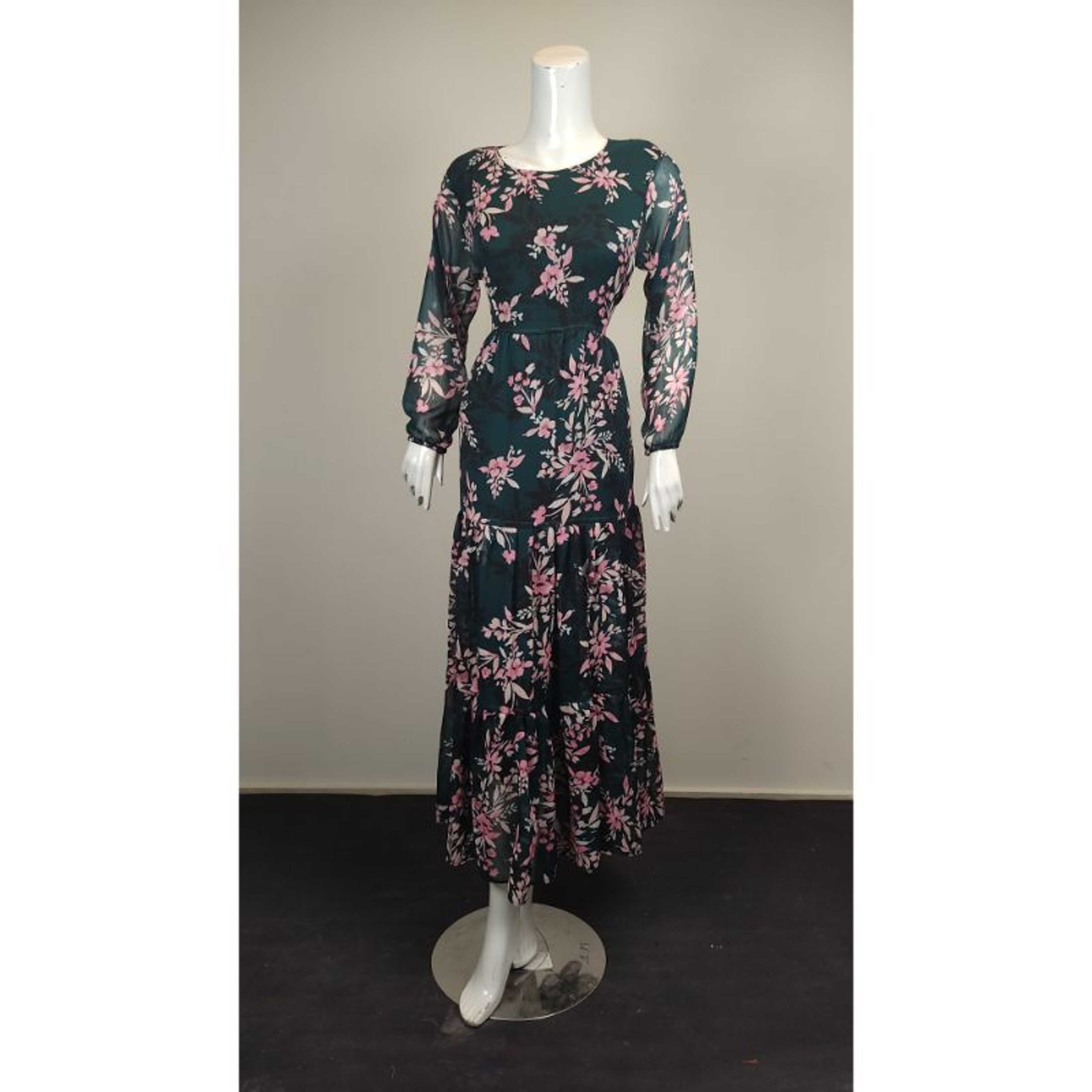 Bottle Green Flower Maxi