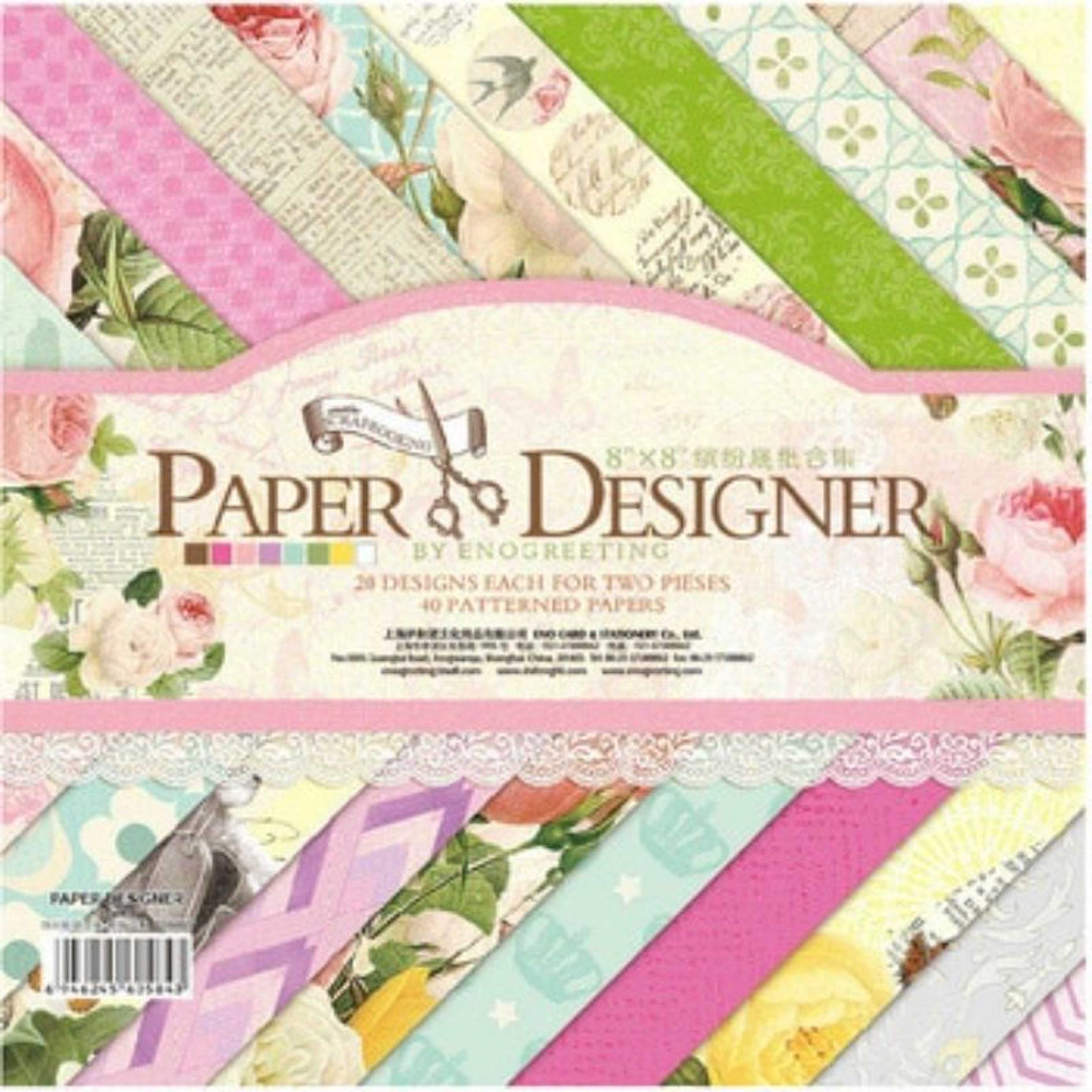 Design #DSM007, 8x8inch 40sheets printed patterns scrapbook paper origami paper DIY gift Card Making Handmade Home deco Pattern paper Flower Paper Pack