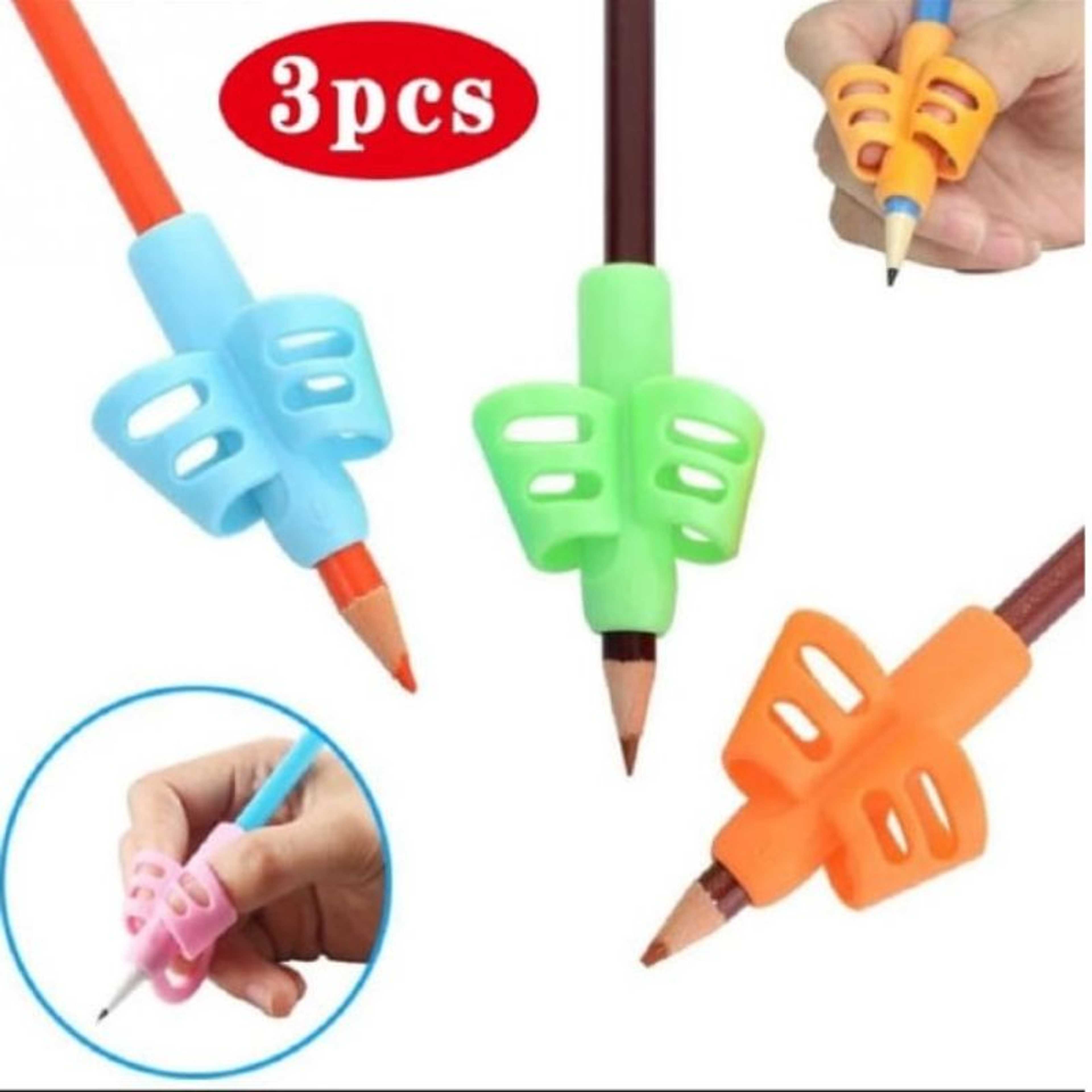3 Pcs Pencil Grip Two Fingers Pencil Holder Writing Aid Grip Soft Silicone Training Posture Correction Kids