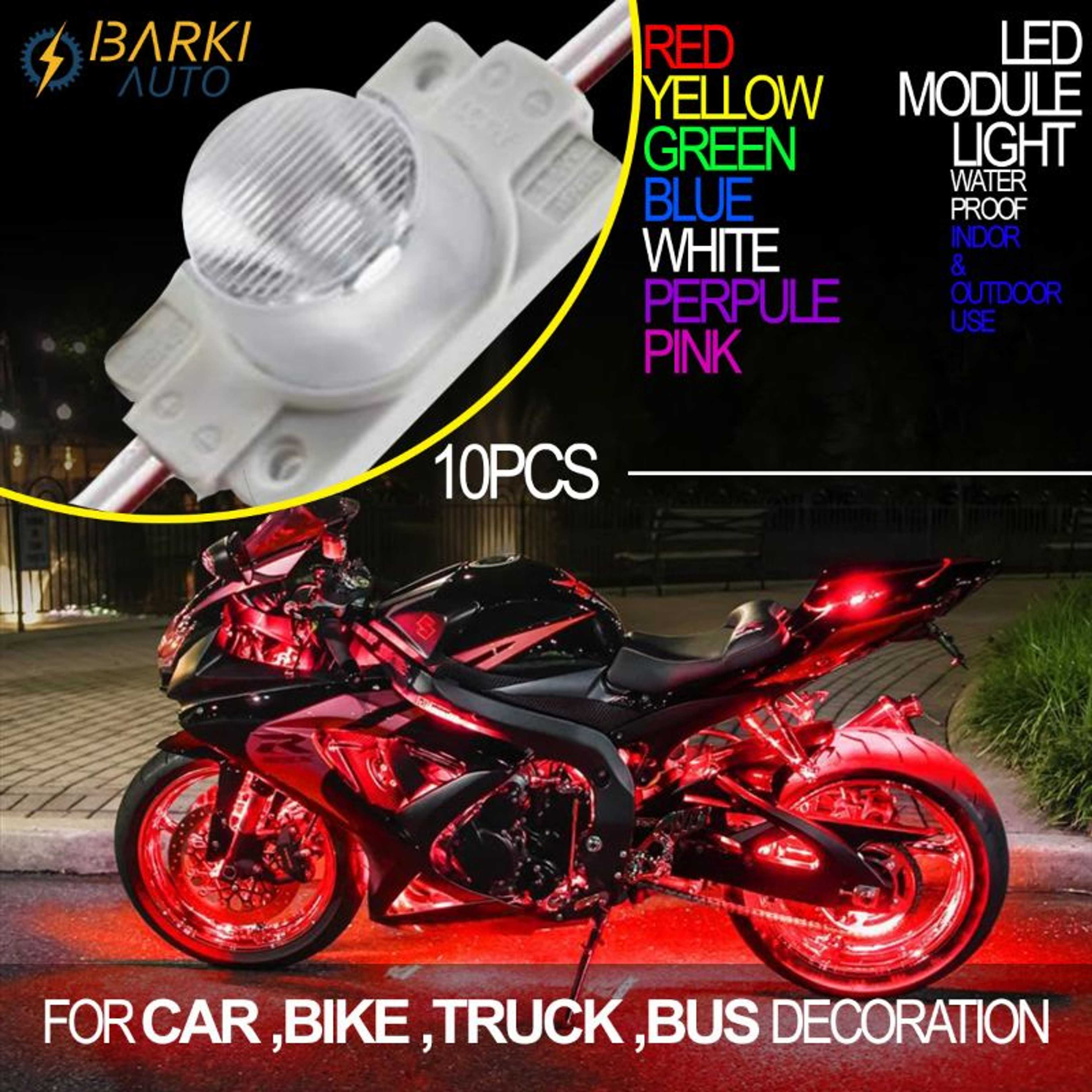led Module Light round shape | pack of 10 PCS | 6 colour | car under chassis light, bike , truck & bus decoration