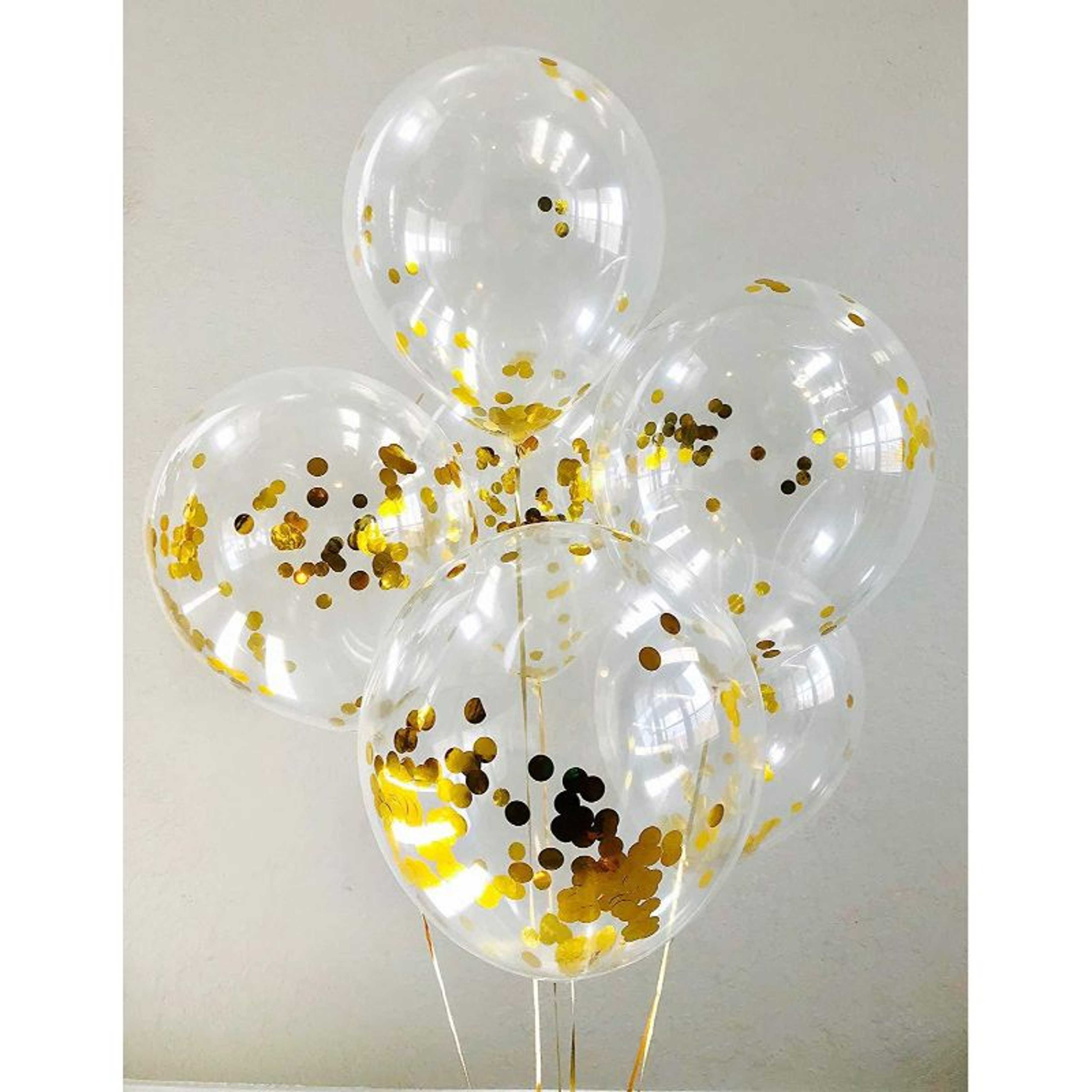 5 Pieces Confetti Balloons - Birthday globs Party wedding decoration confetti Foam tablets balloon Helium Latex Transparent Clear Balloon