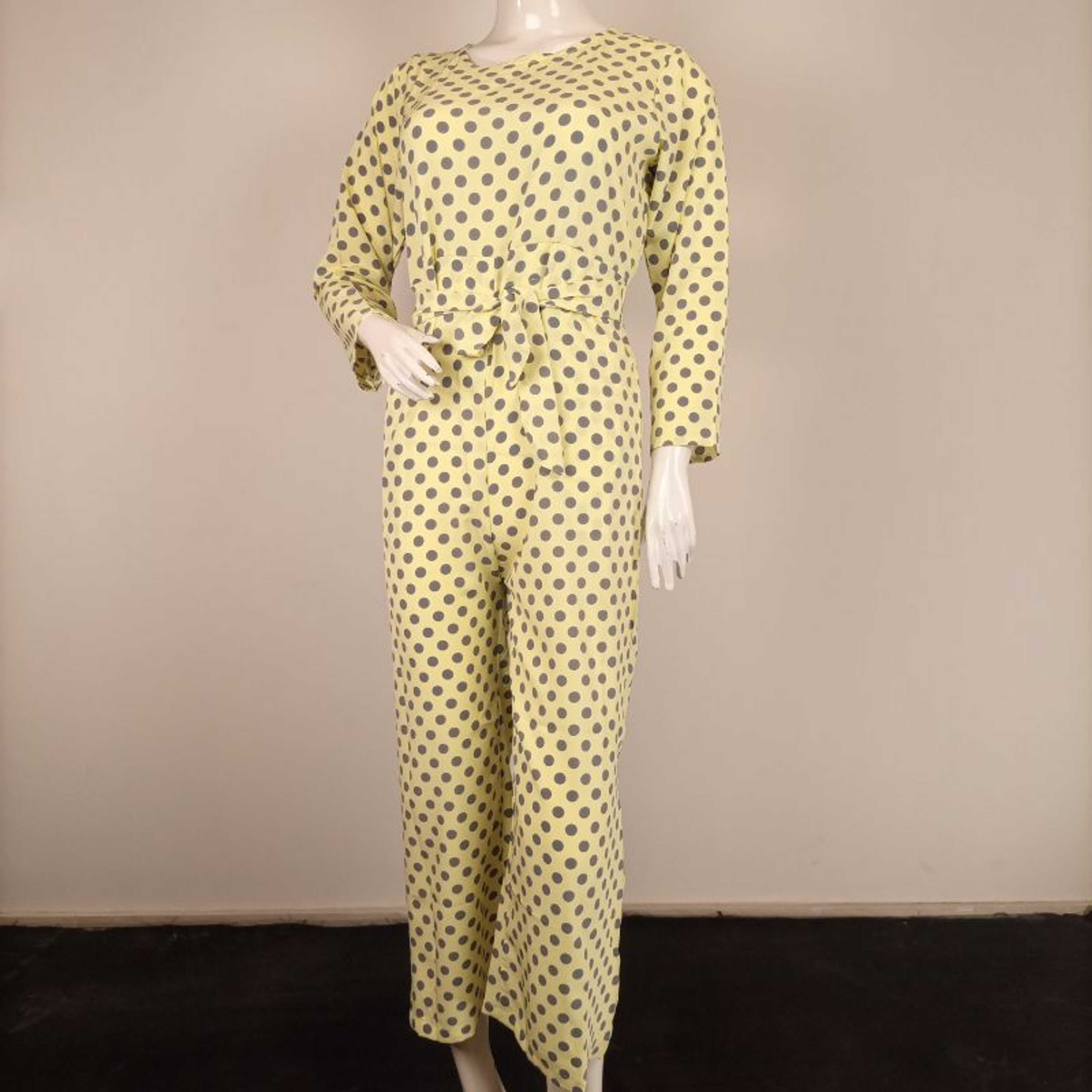 Black dotted yellow color jumped suit