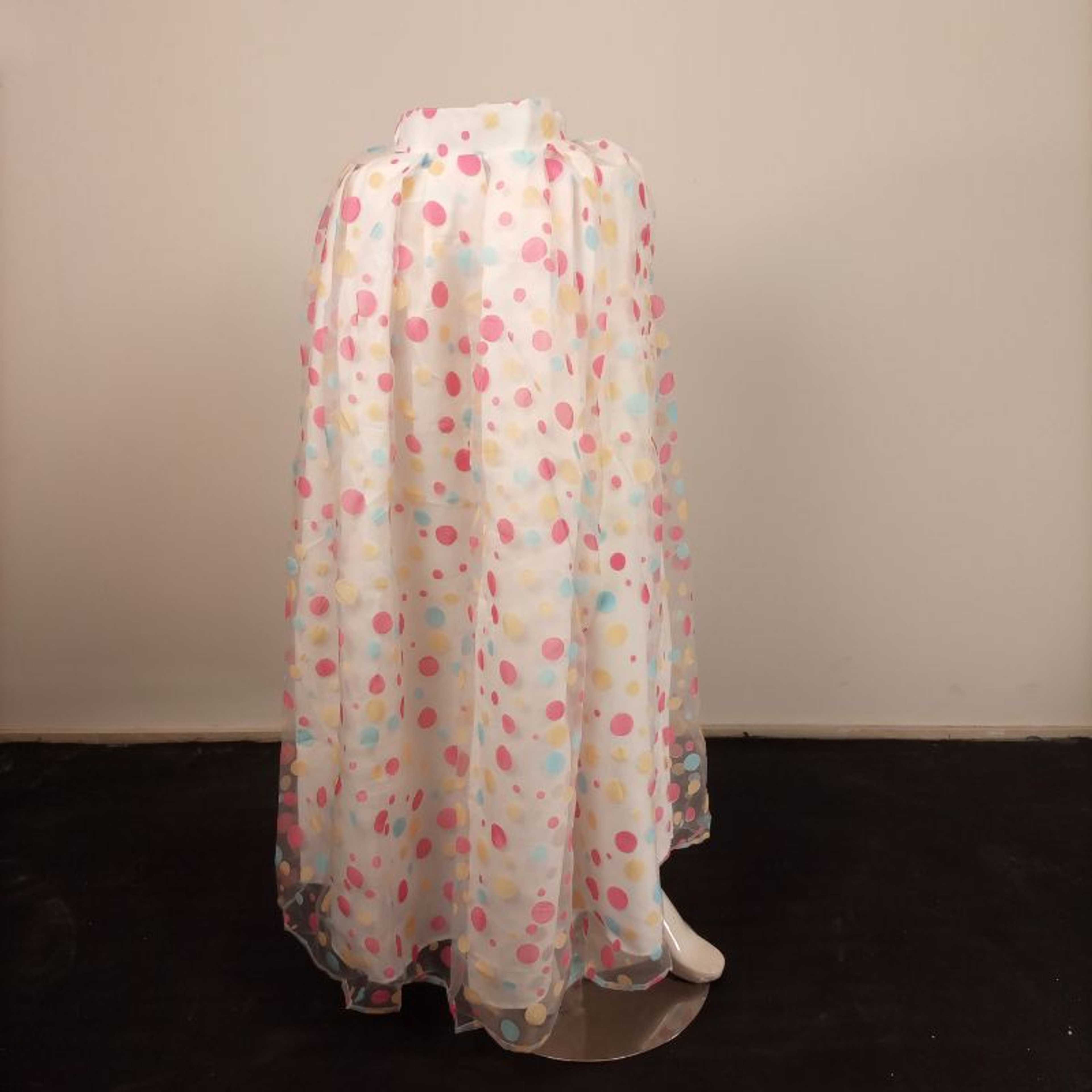 Off white net skirt with pink dots 