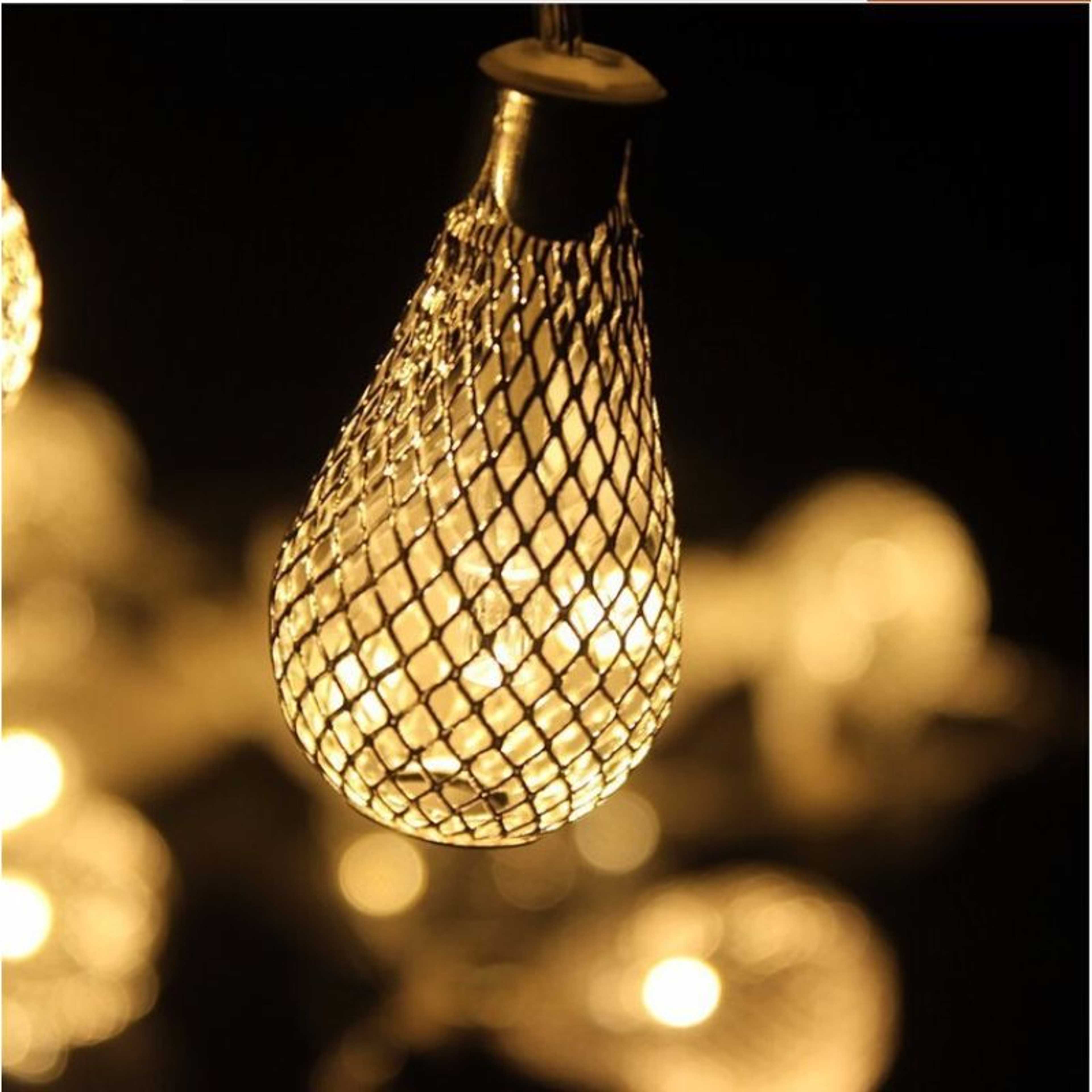 Warm White 10 led Fairy String light Steel ball Teardrop decorative rope for indoor Outdoor Party - Product Main Image