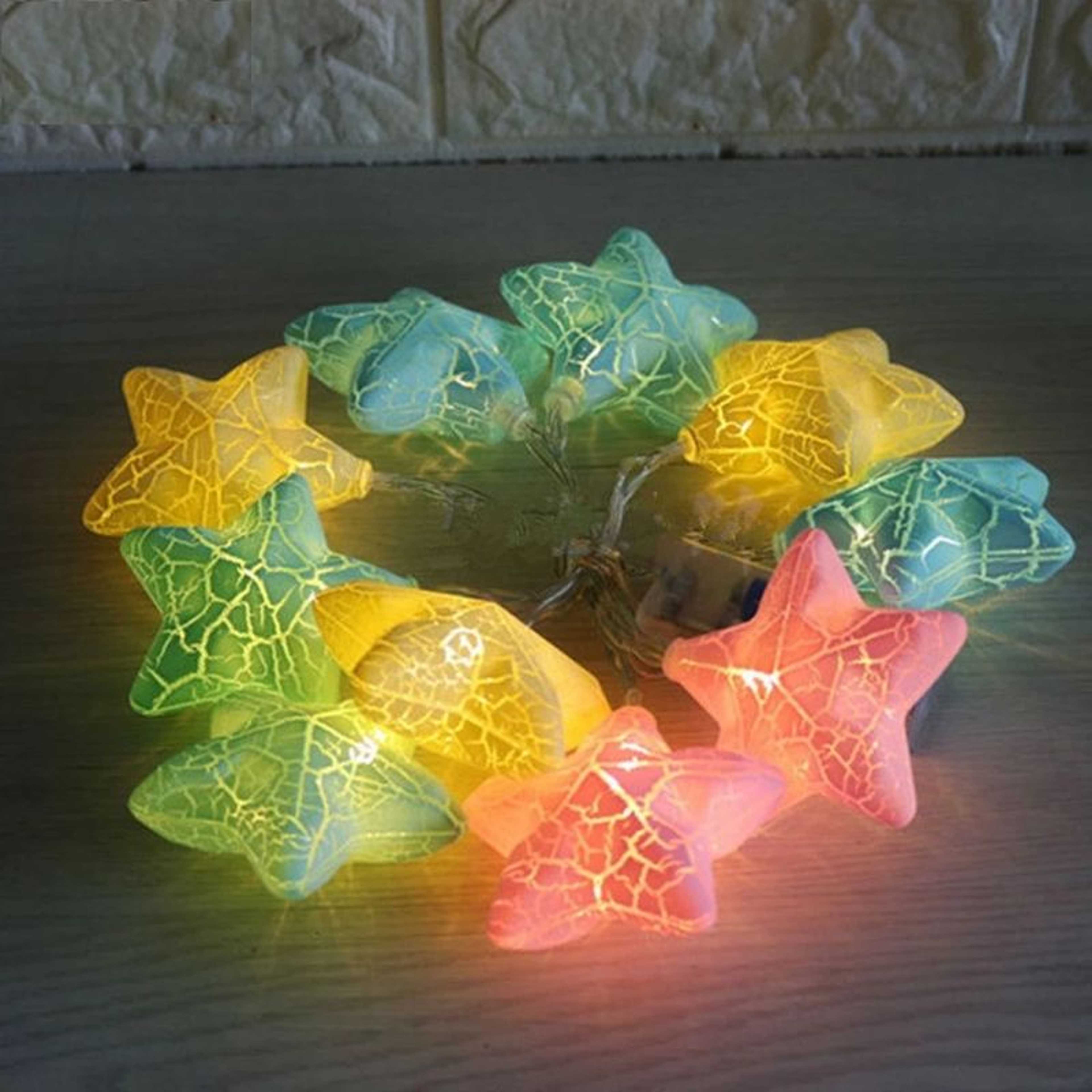 10 LED Crack Stars Fairy Sting Lights Multicolor - Product Main Image