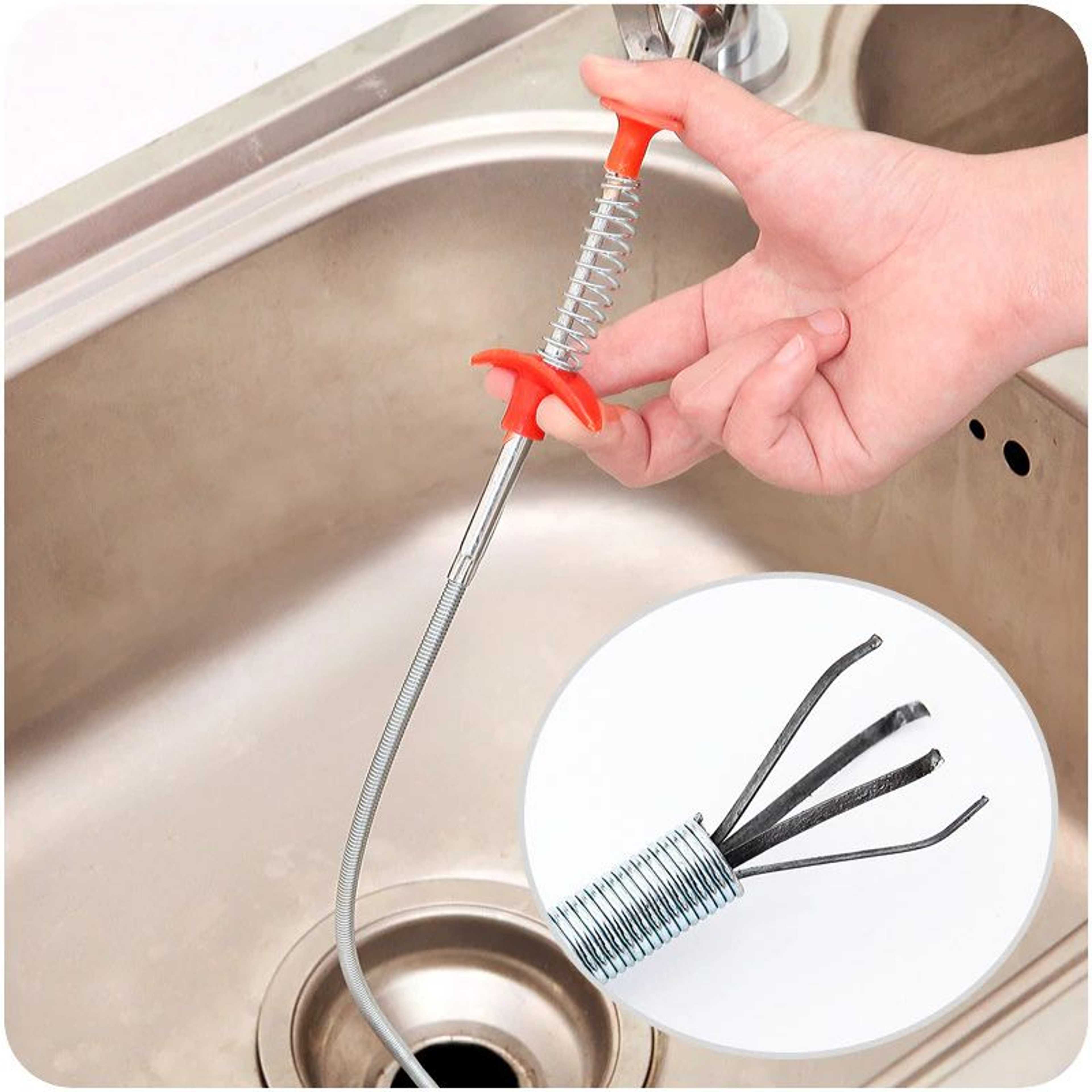 Metal wire brush Hand Kitchen Sink Cleaning Hook Sewer Dredging Device Spring Pipe Hair Dredging Tool Metal wire brush