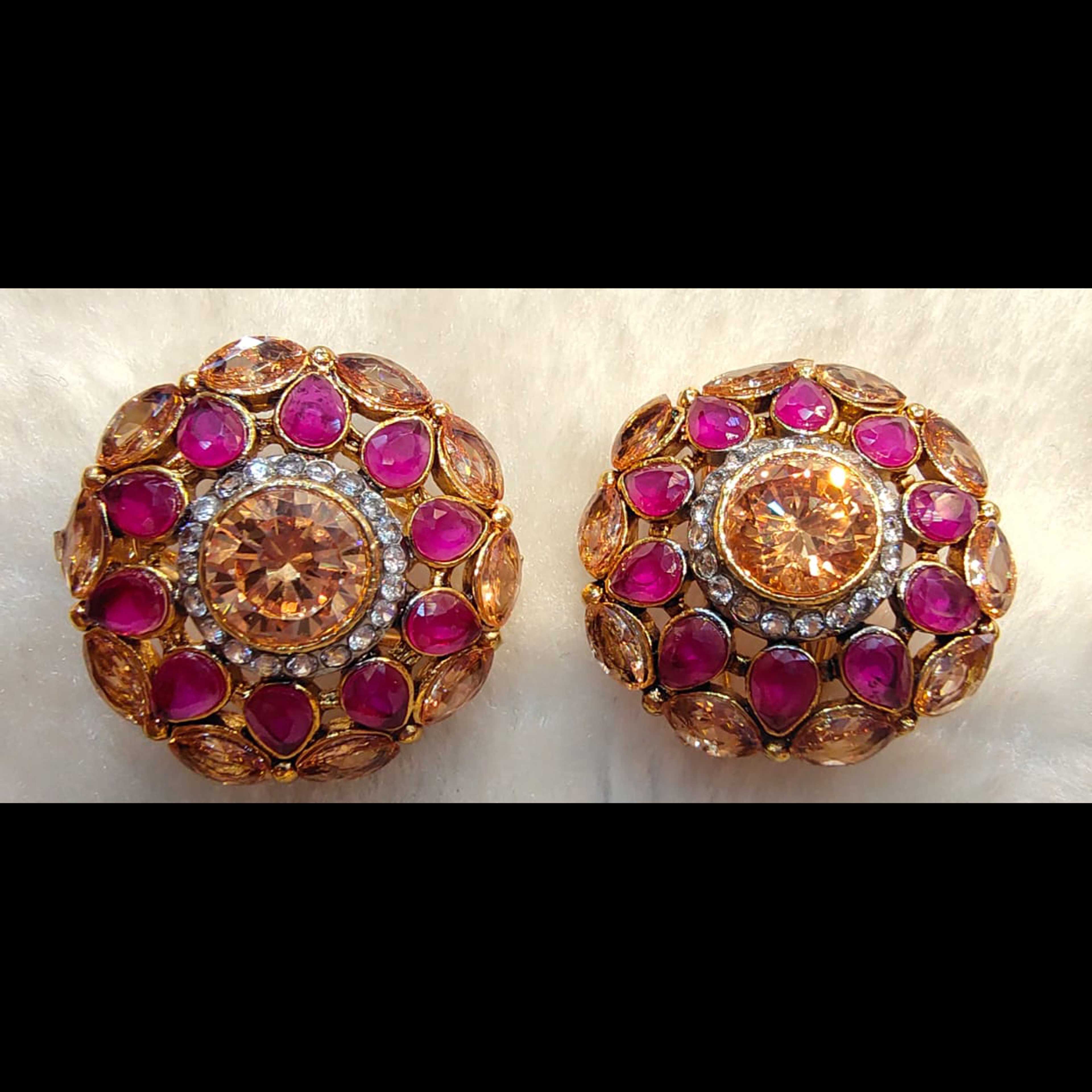 Champagne Color and Red Ruby stones Goldplated - Rs. 690