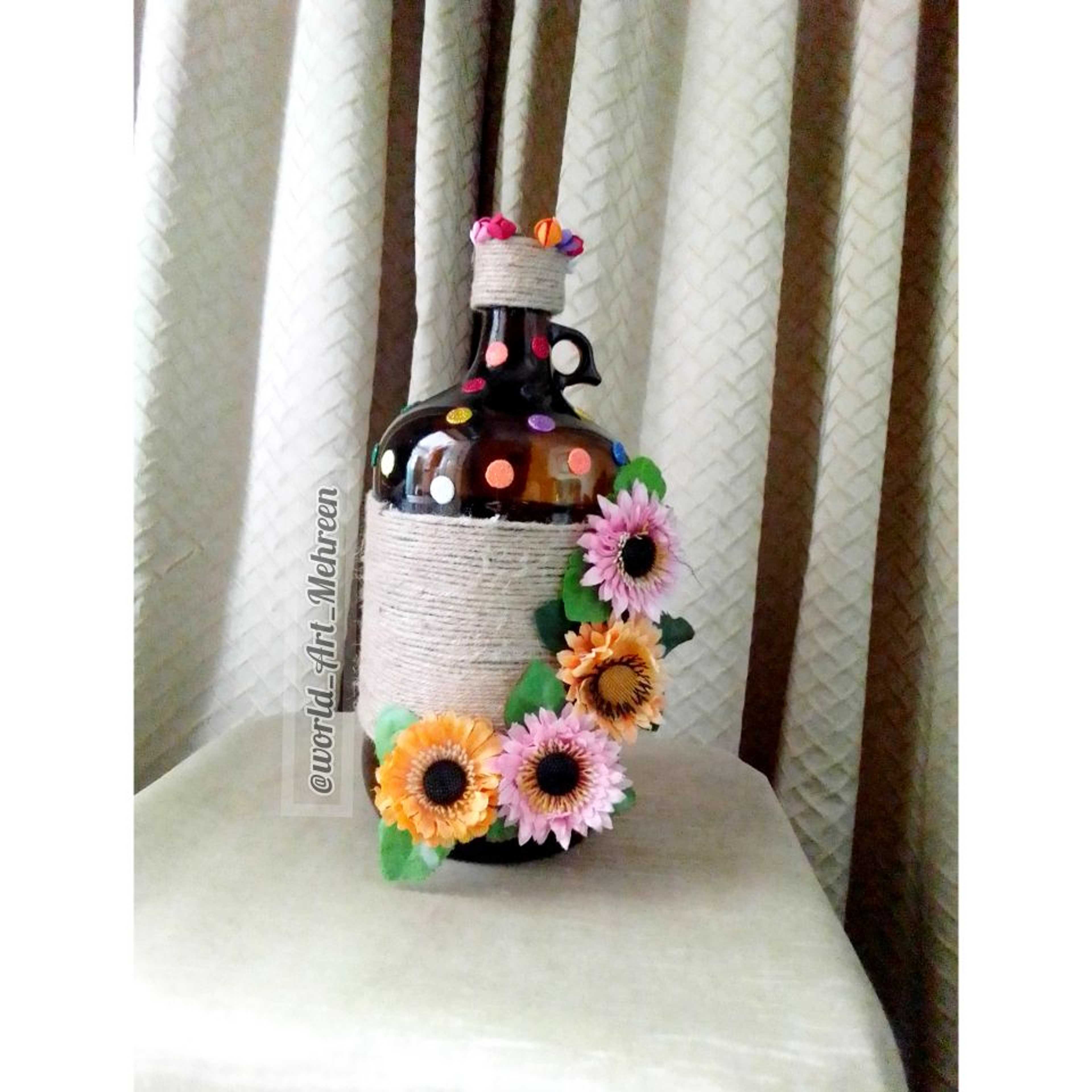 jute bottle decoration 
beautiful 
handmade