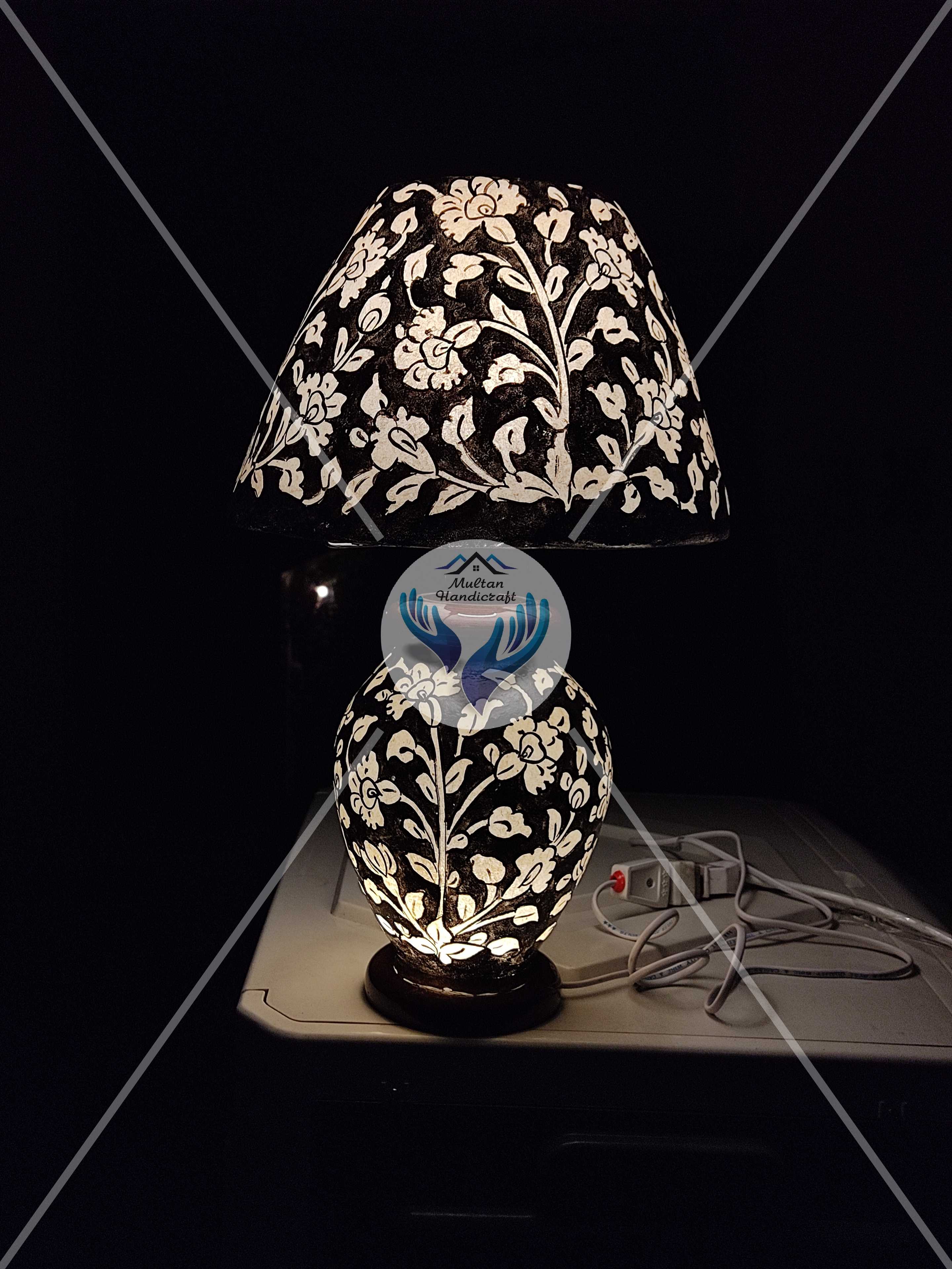 Black and beige color Flowered Night lamp