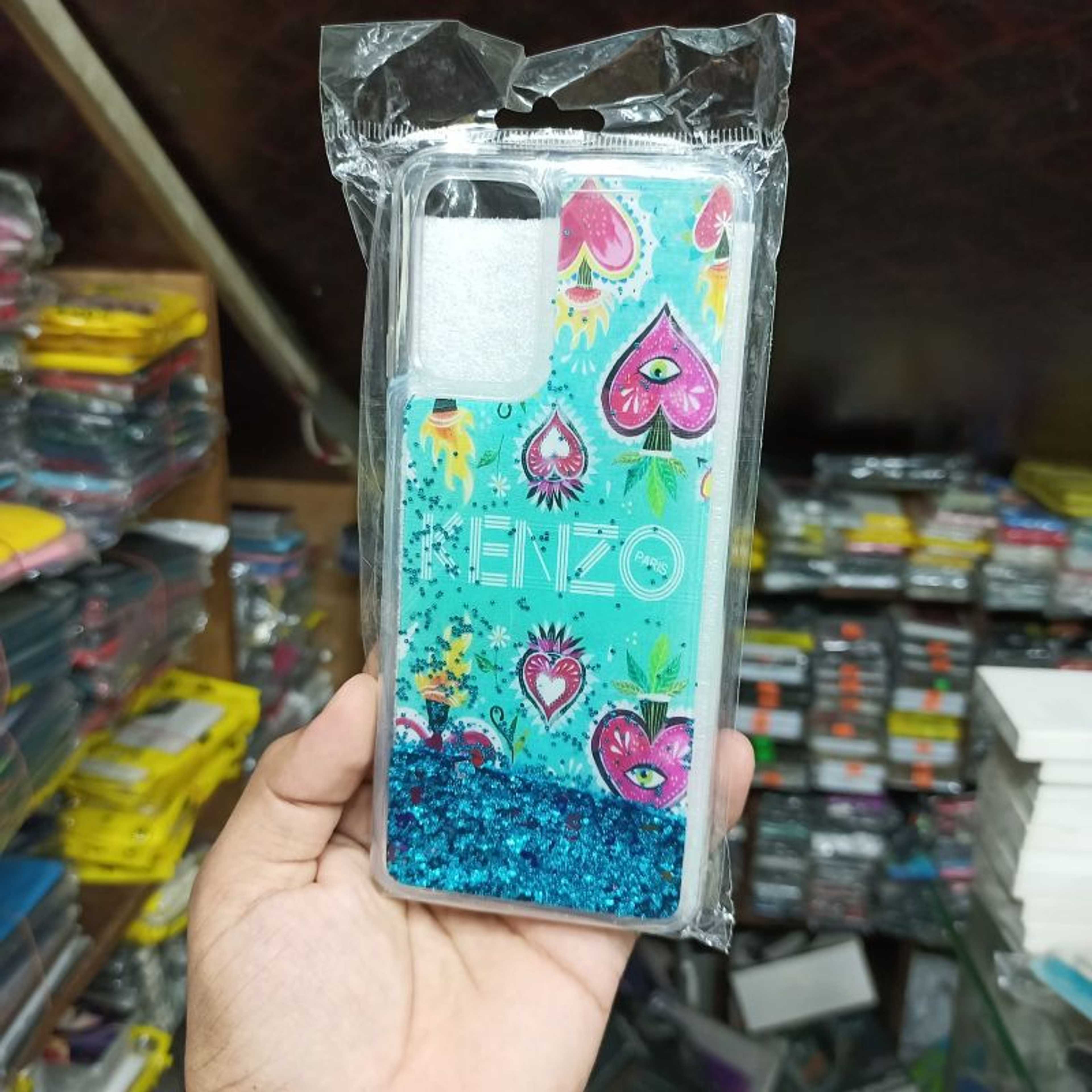 Infinix Note 8i Kenzo Cover with Blue Glitters Cover Case