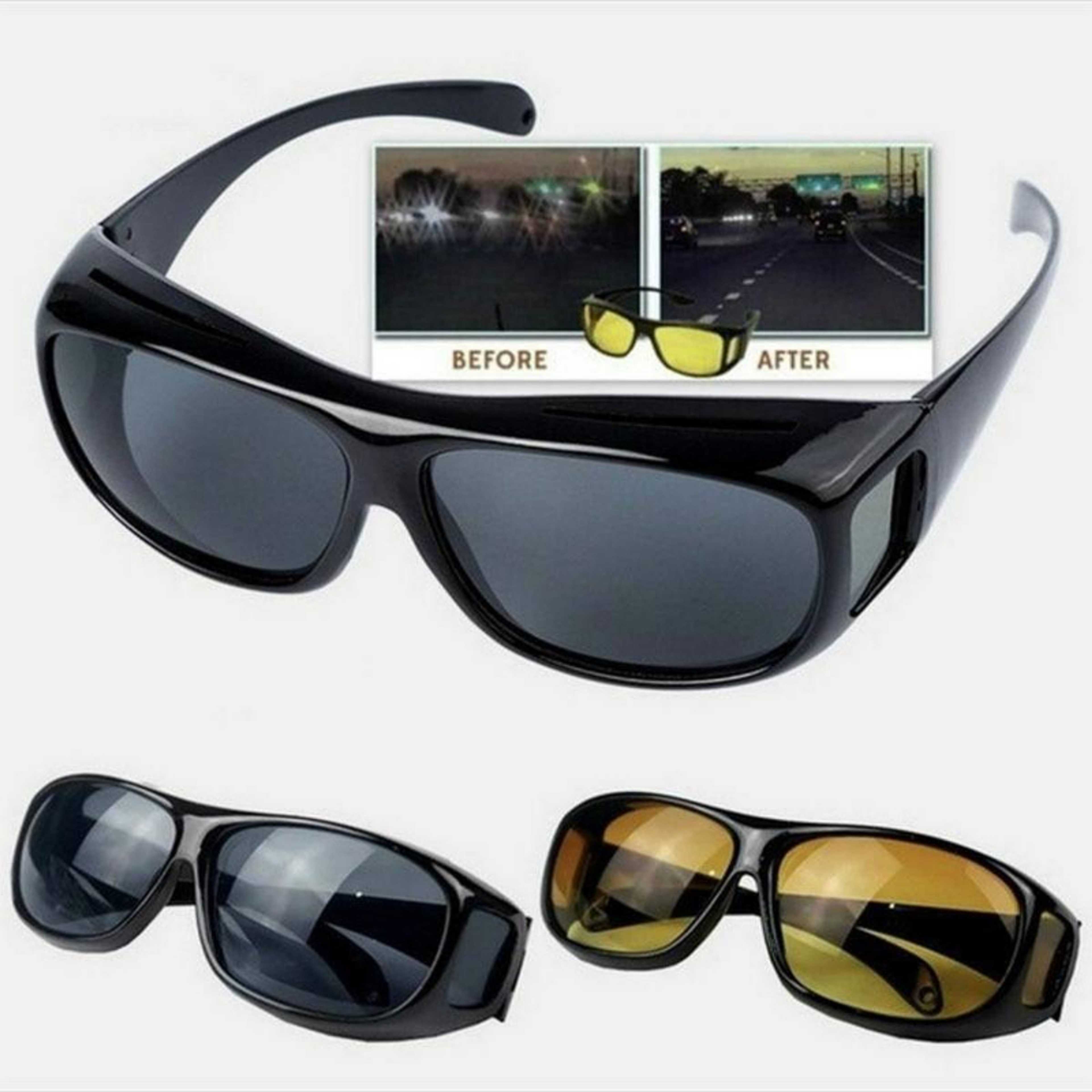 Pack Of 2 HD Night Vision Glasses for Night Driving Protective Eyewear Anti Glare and Sunglasses