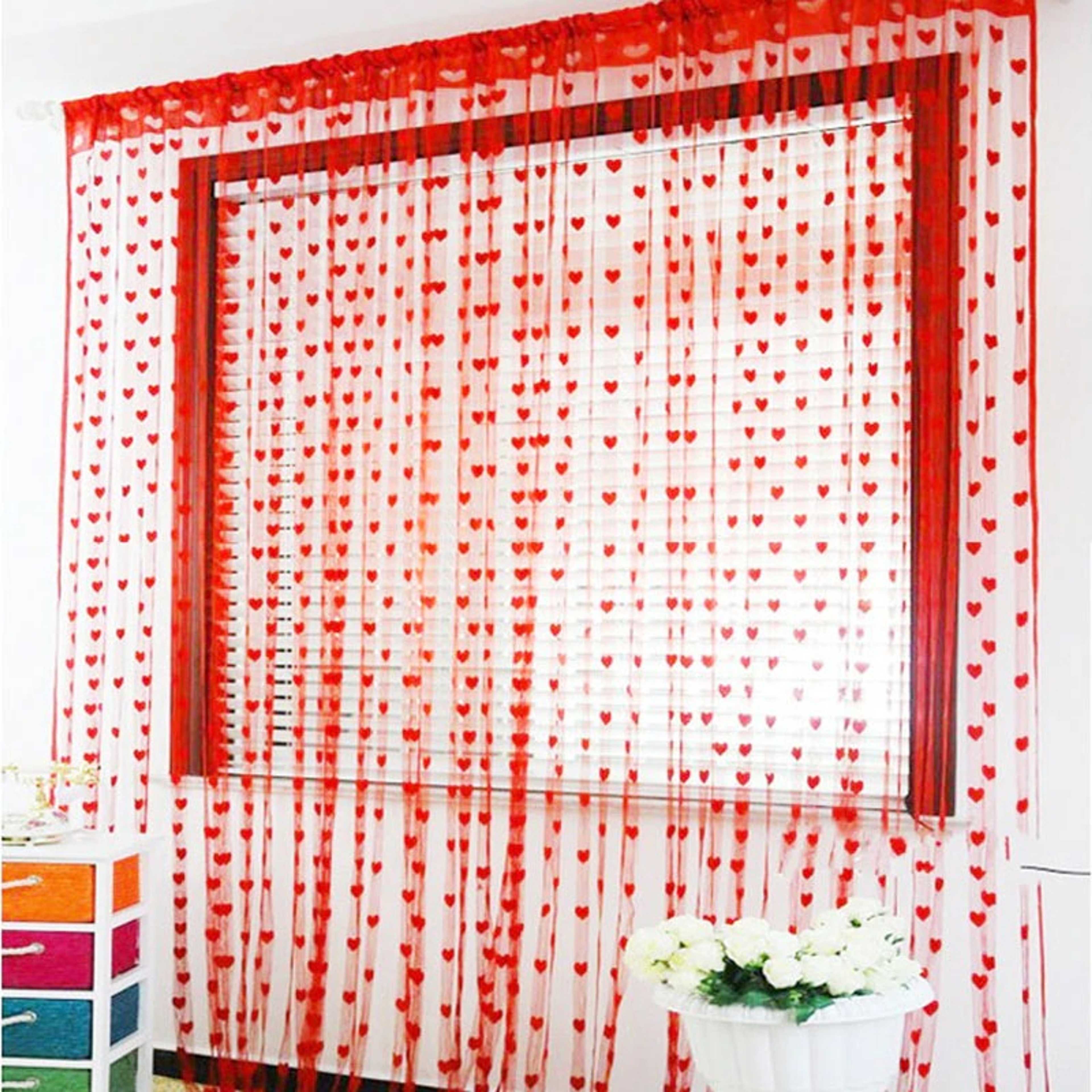 100*200cm Door Window Curtain Heart Design Wedding Bedroom Living Room Partition Decoration