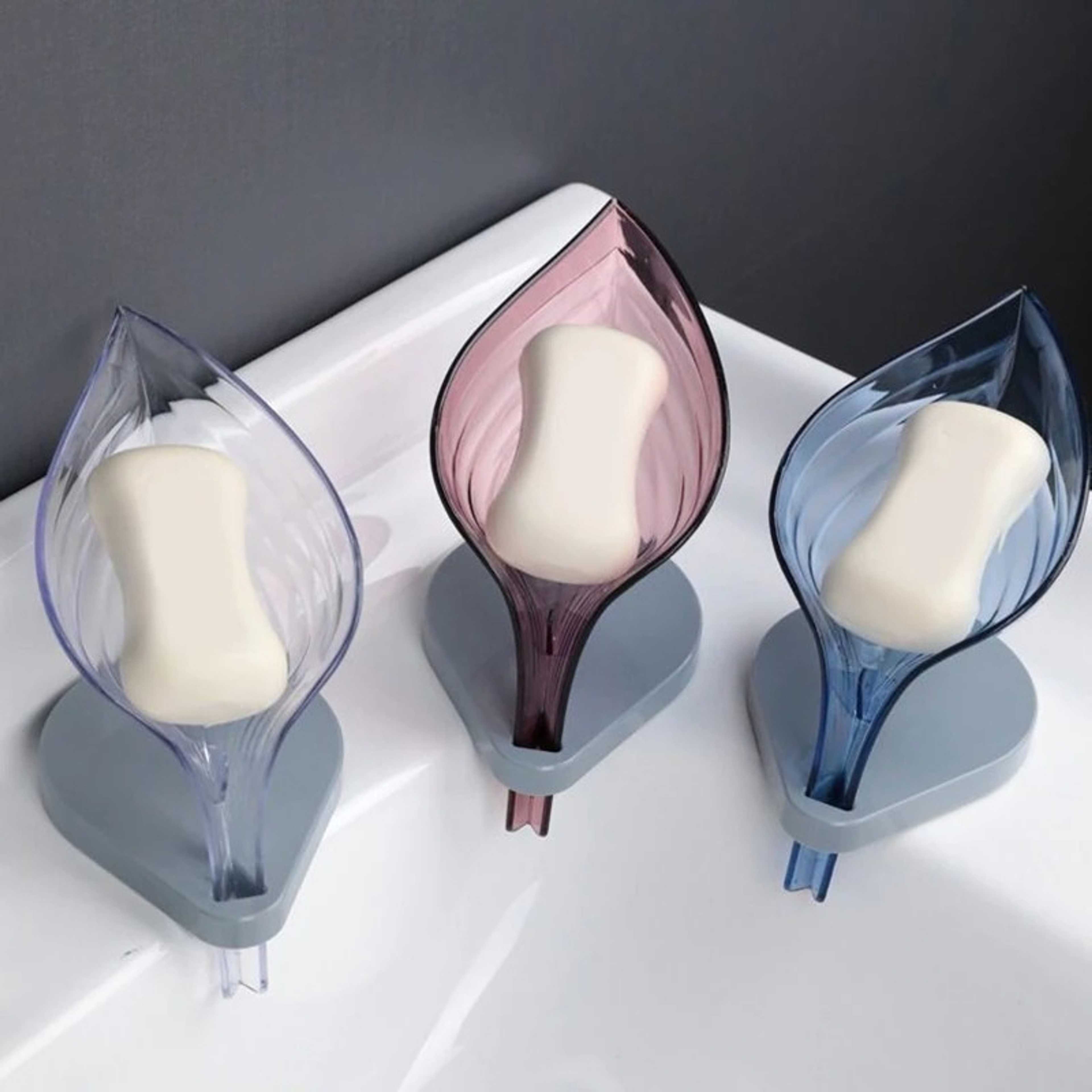 Pack of 3pc Non-Slip Bathroom Soap Holder Leaf Shape Soap Box Creative Kitchen Soap Rack