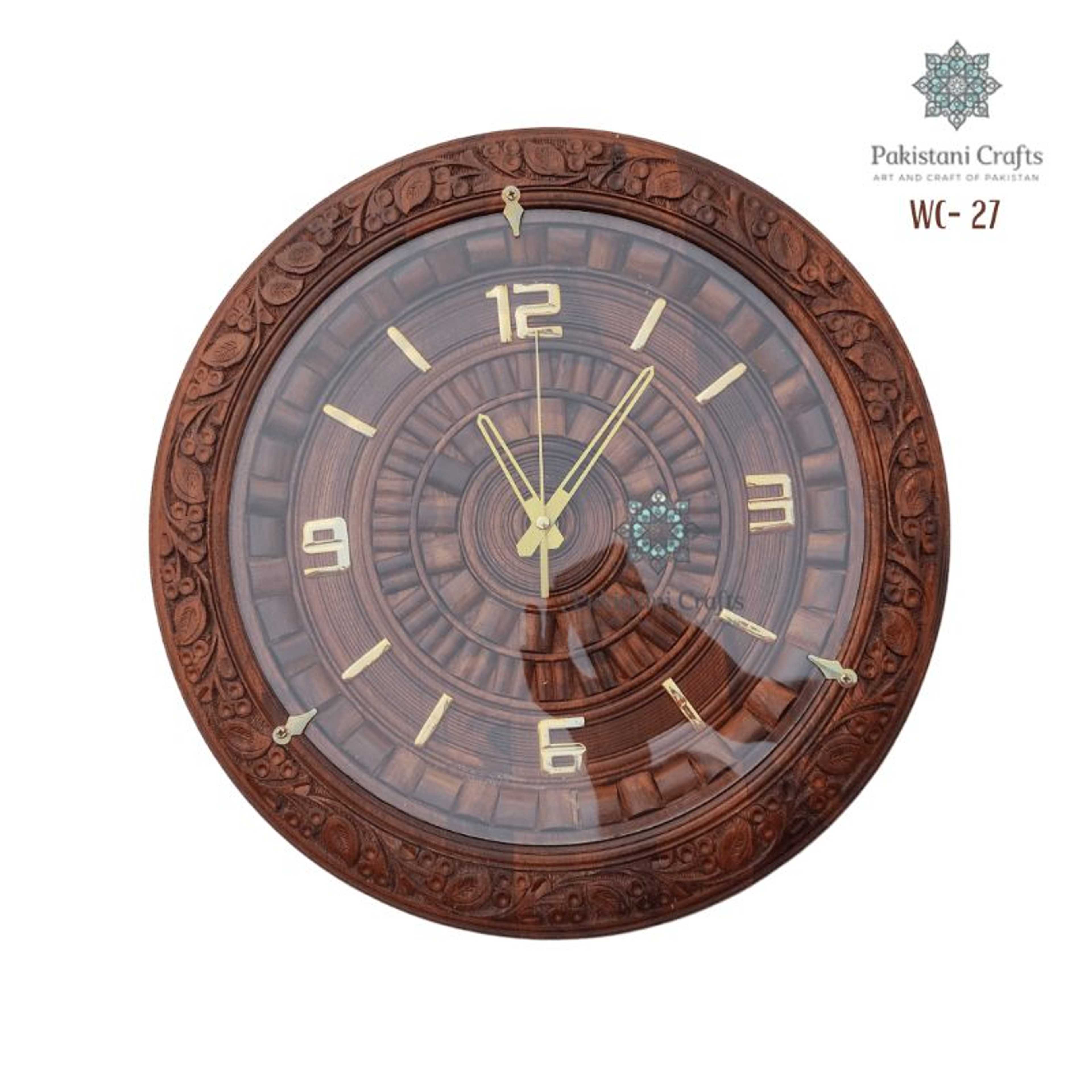 Wooden Wall Clock Traditional Carving Style