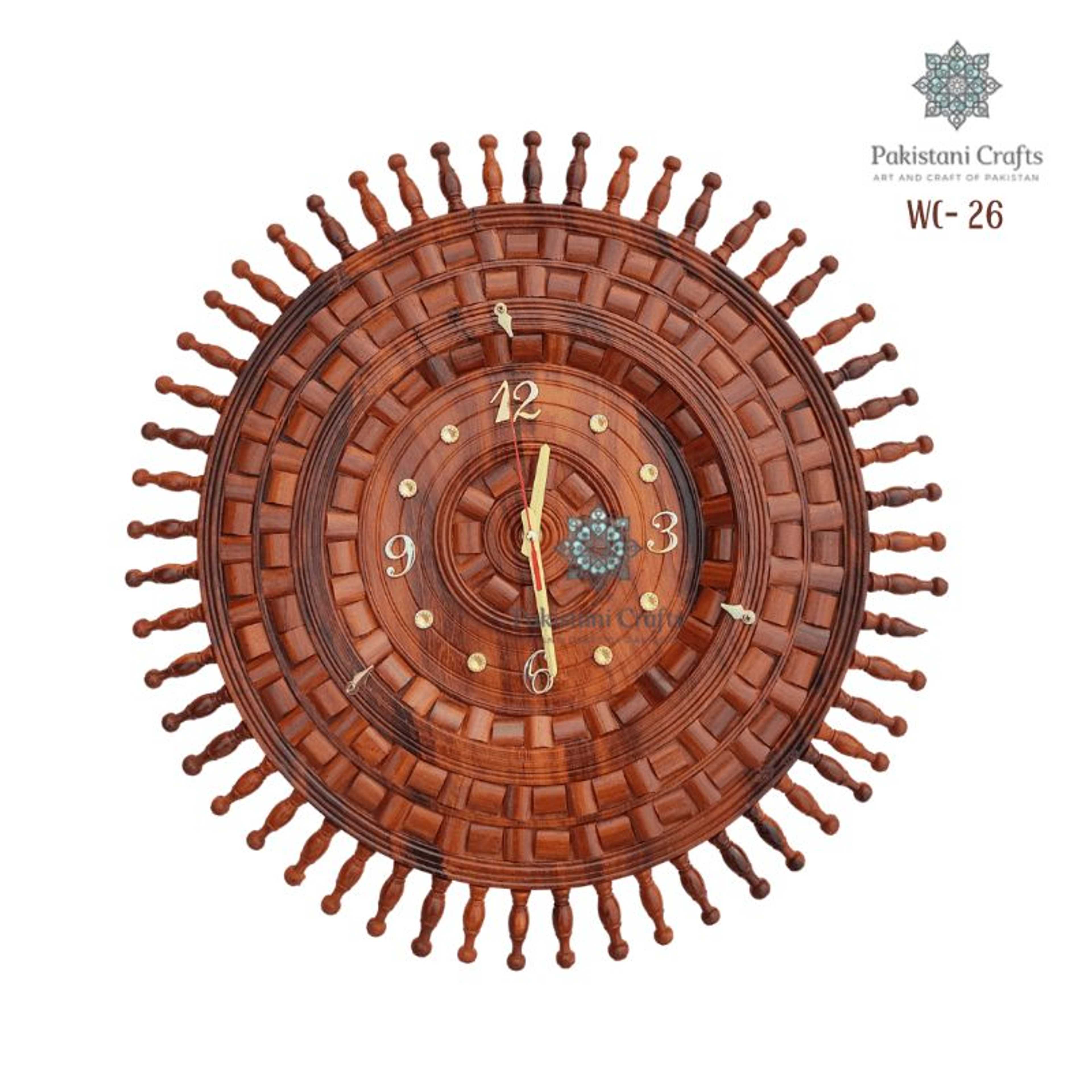 Wooden Wall Clock Traditional Block Style