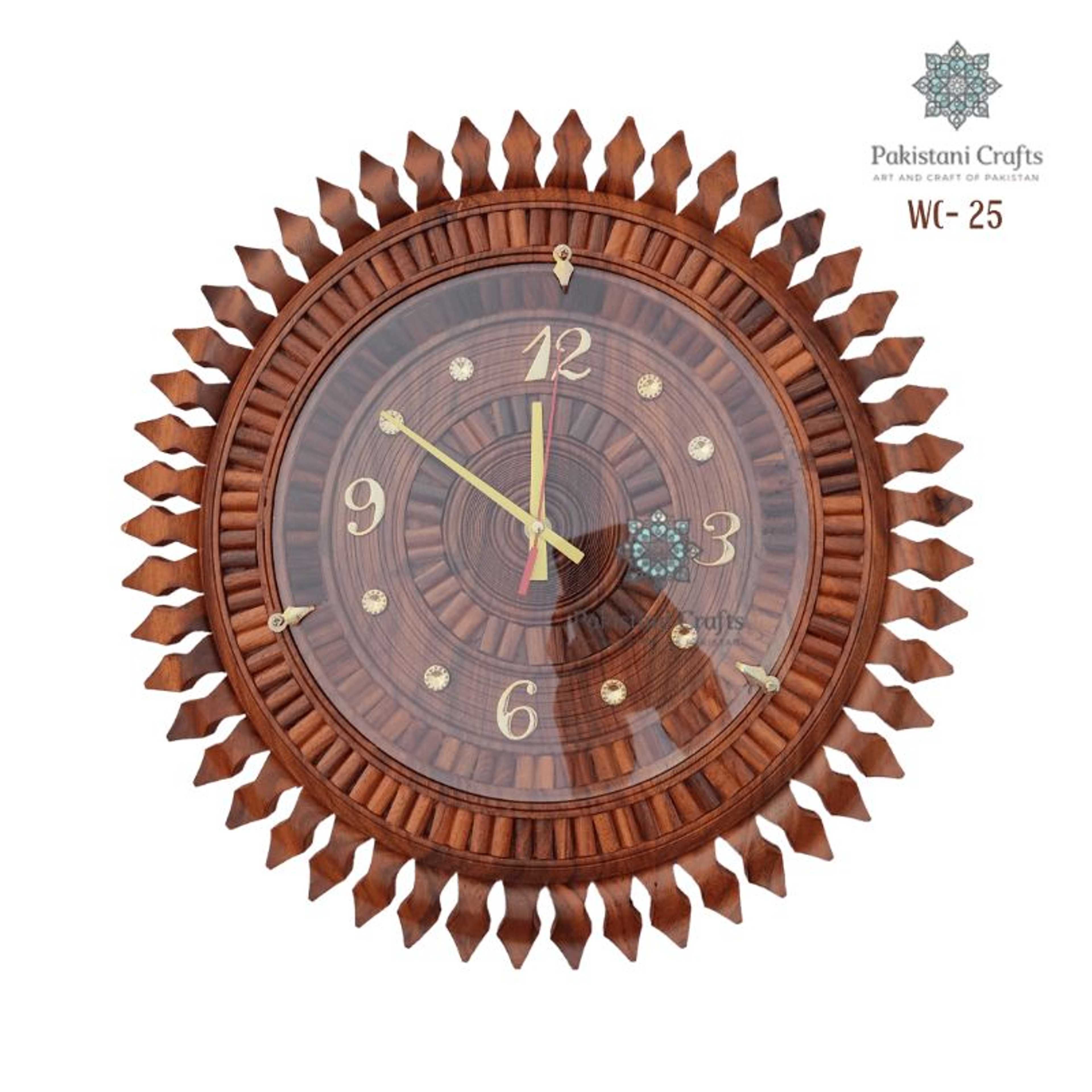 Wooden Wall Clock Traditional Sun Style
