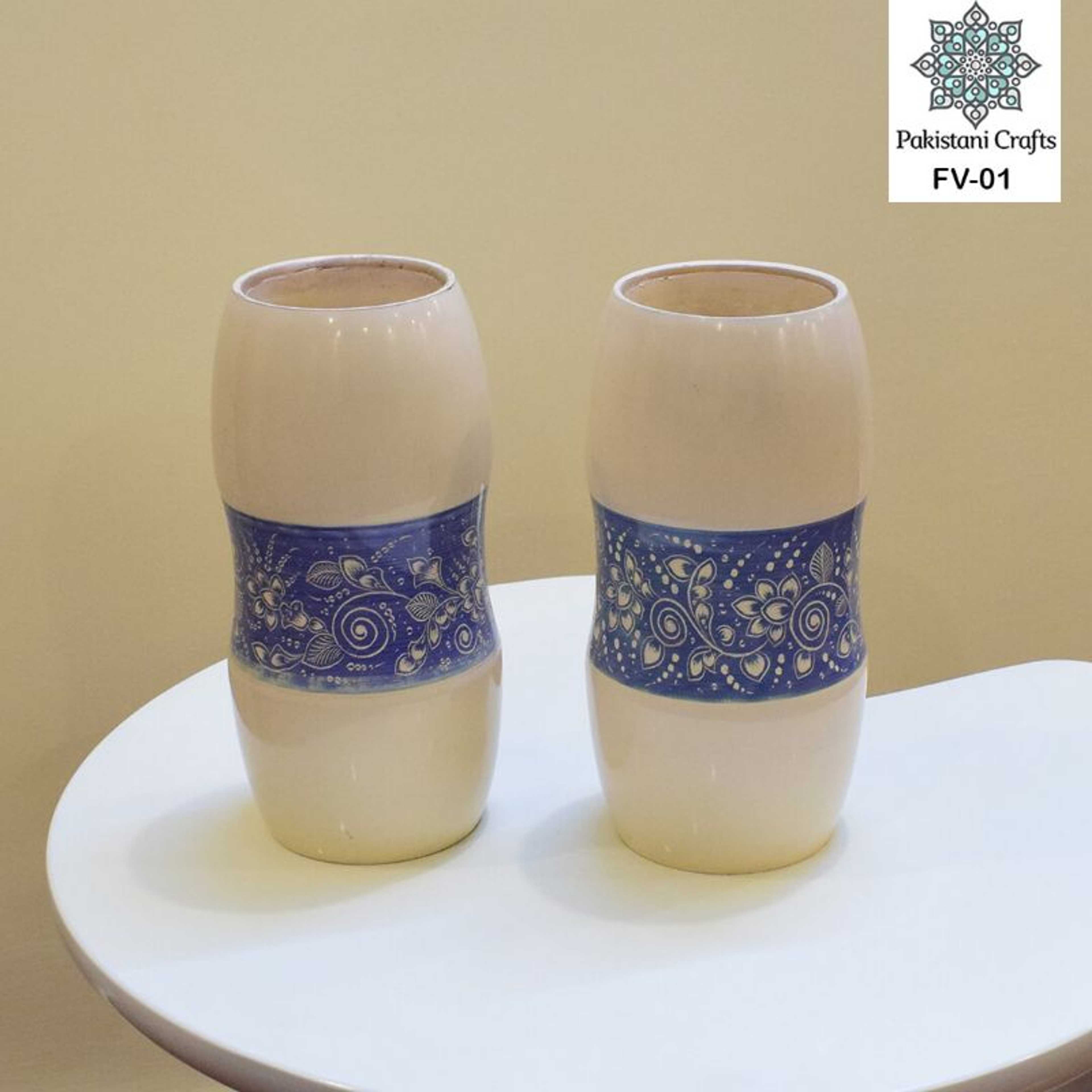 White Wooden Flower Vase Pair