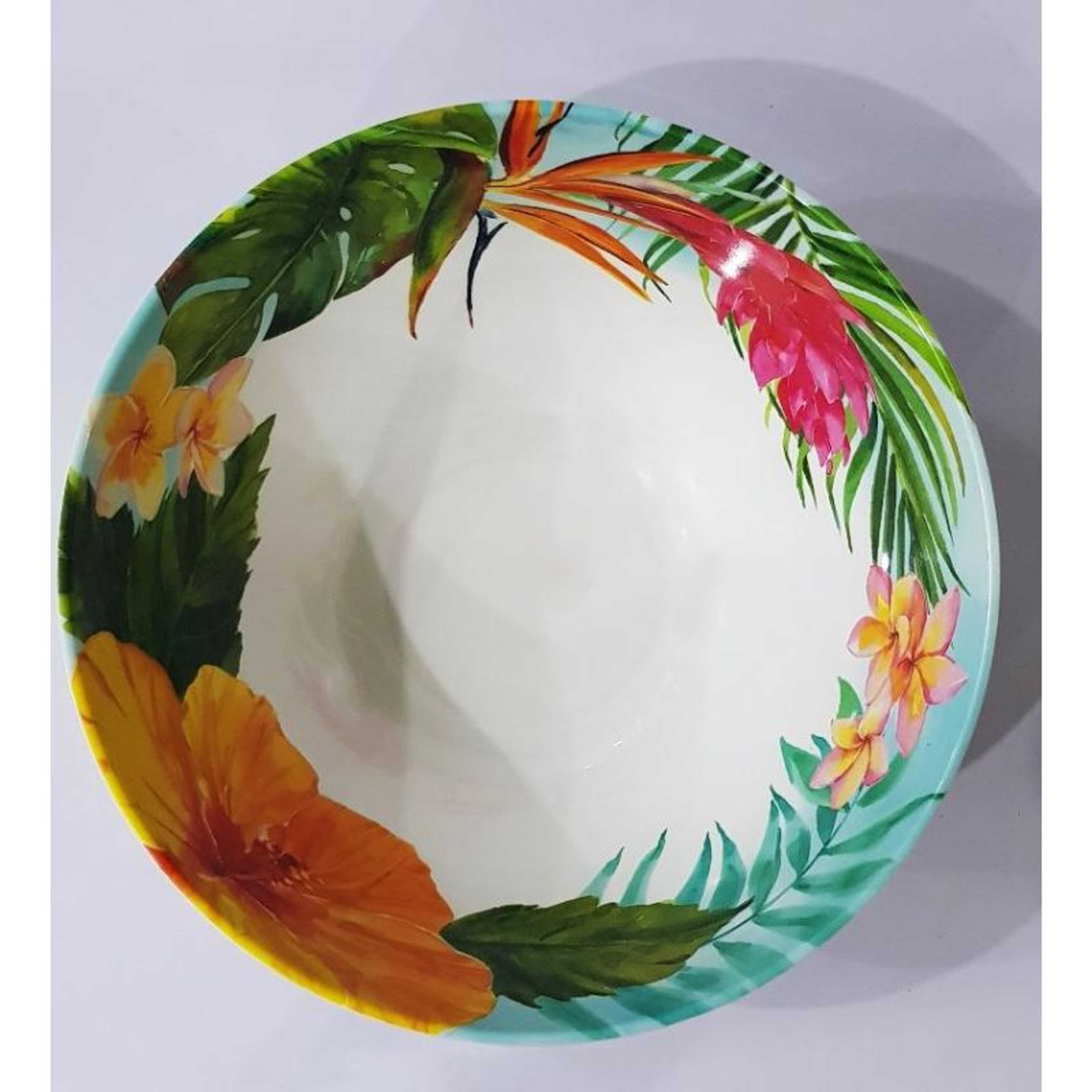 Floral Pattern Tableware Food Grade Glazed Melamine Anti Knock Big Bowl