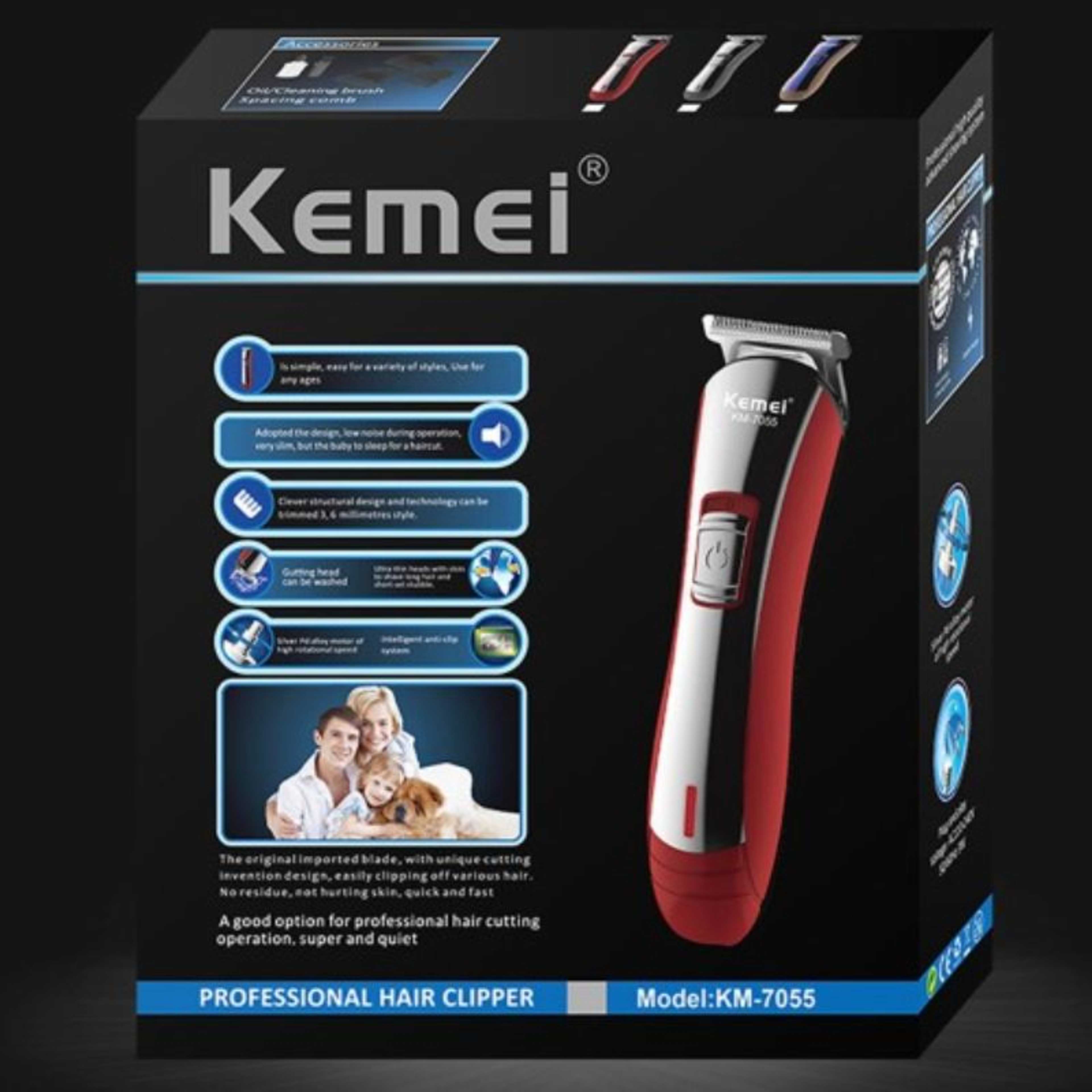 Kemei KM-7055 Rechargeable Hair Clipper & Trimmer For Men 