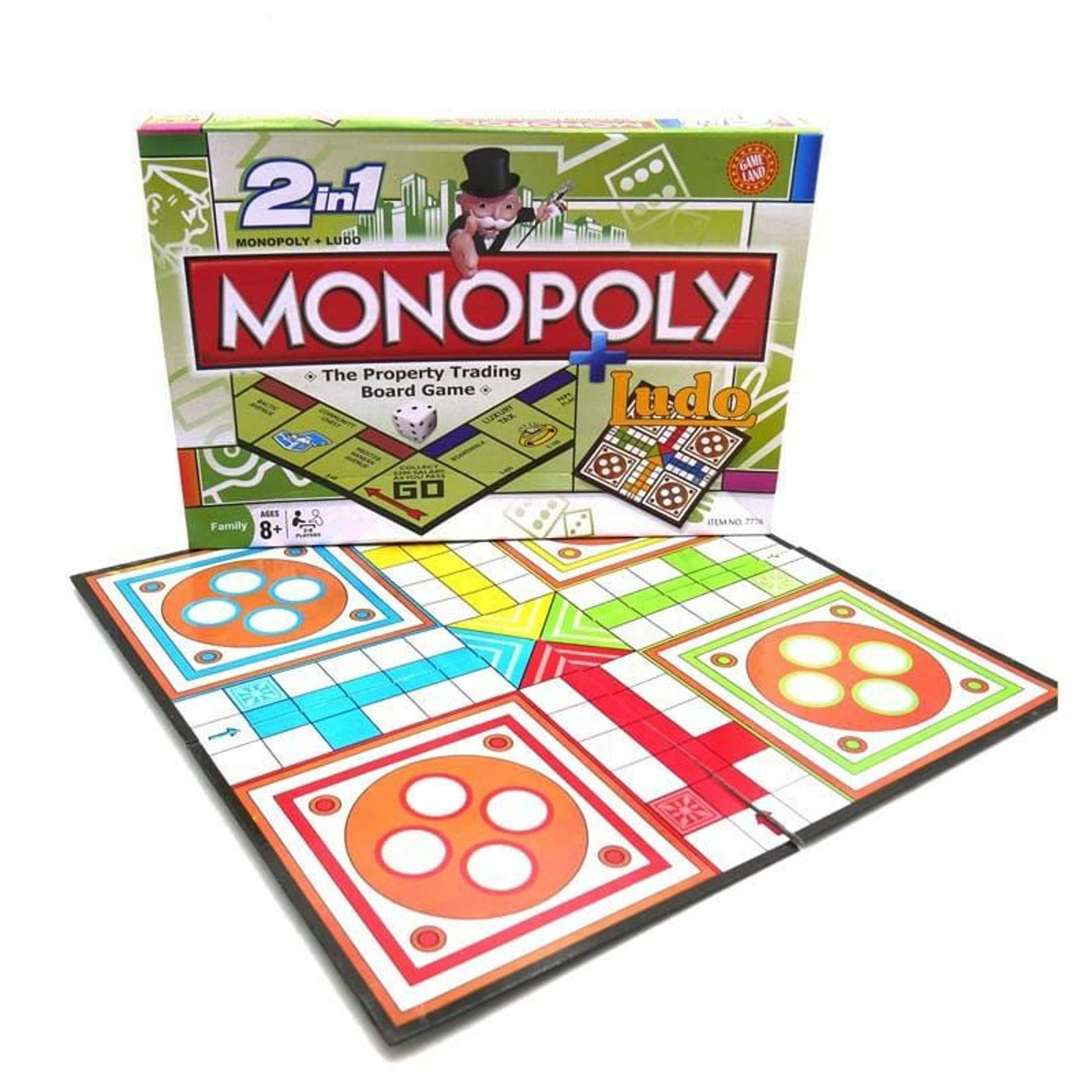 :  2 in 1 Monopoly Property Trading + Ludo Board Game