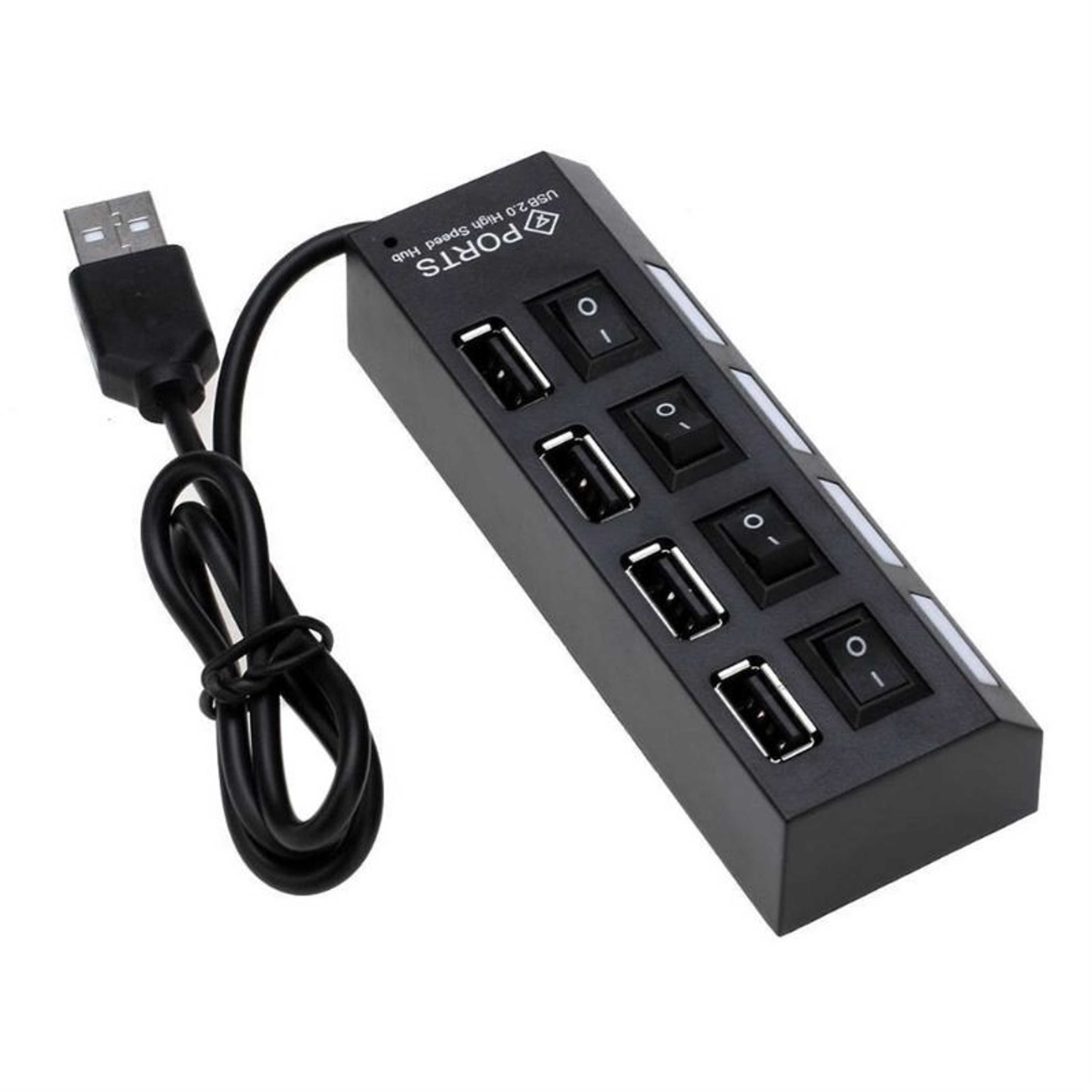 High Speed 4 Port USB 2.0 External Multi Expansion Hub With Switch