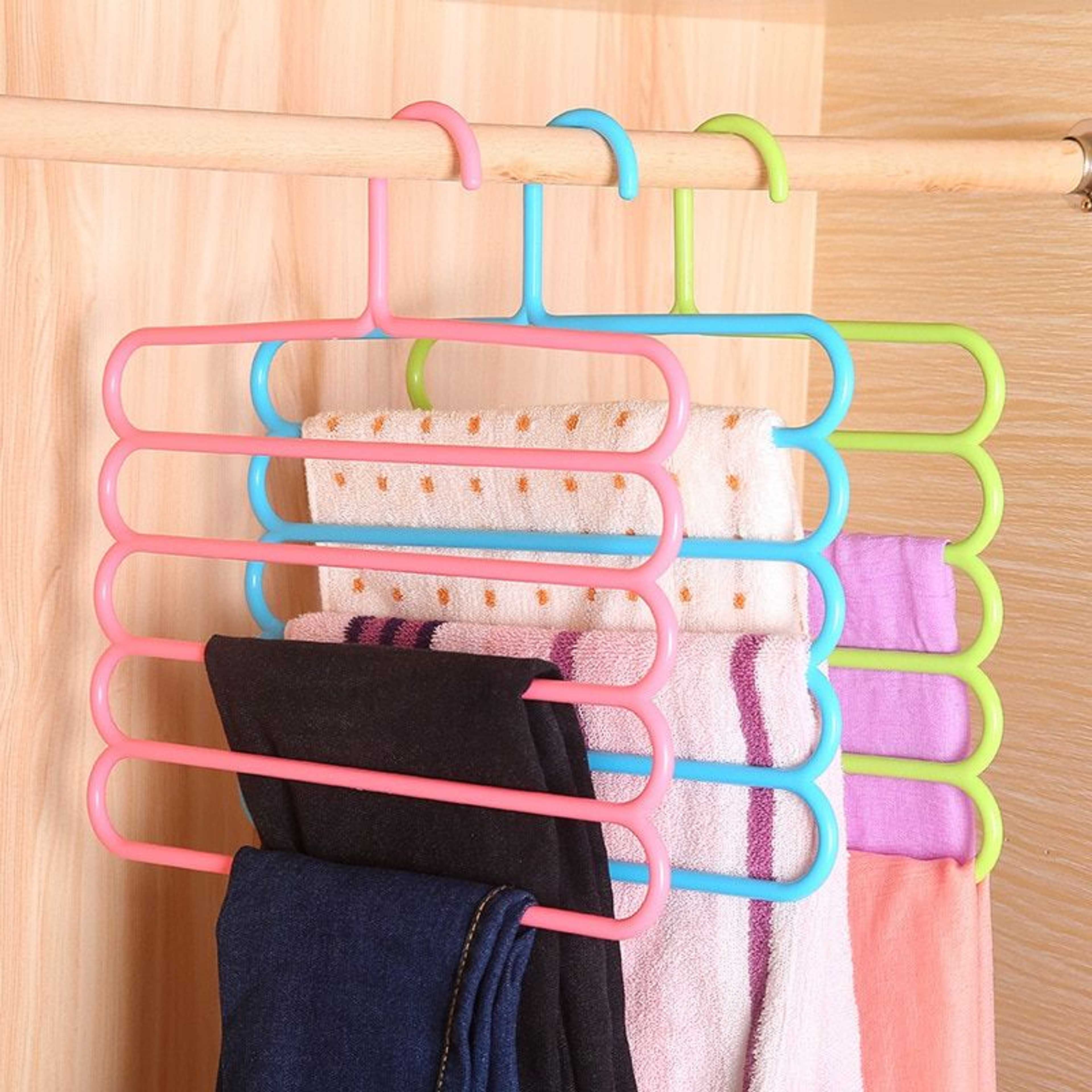 Pack Of 3 Pants Racks Holder Clothing Wardrobe Hangers Closet Organizer Storage Rack